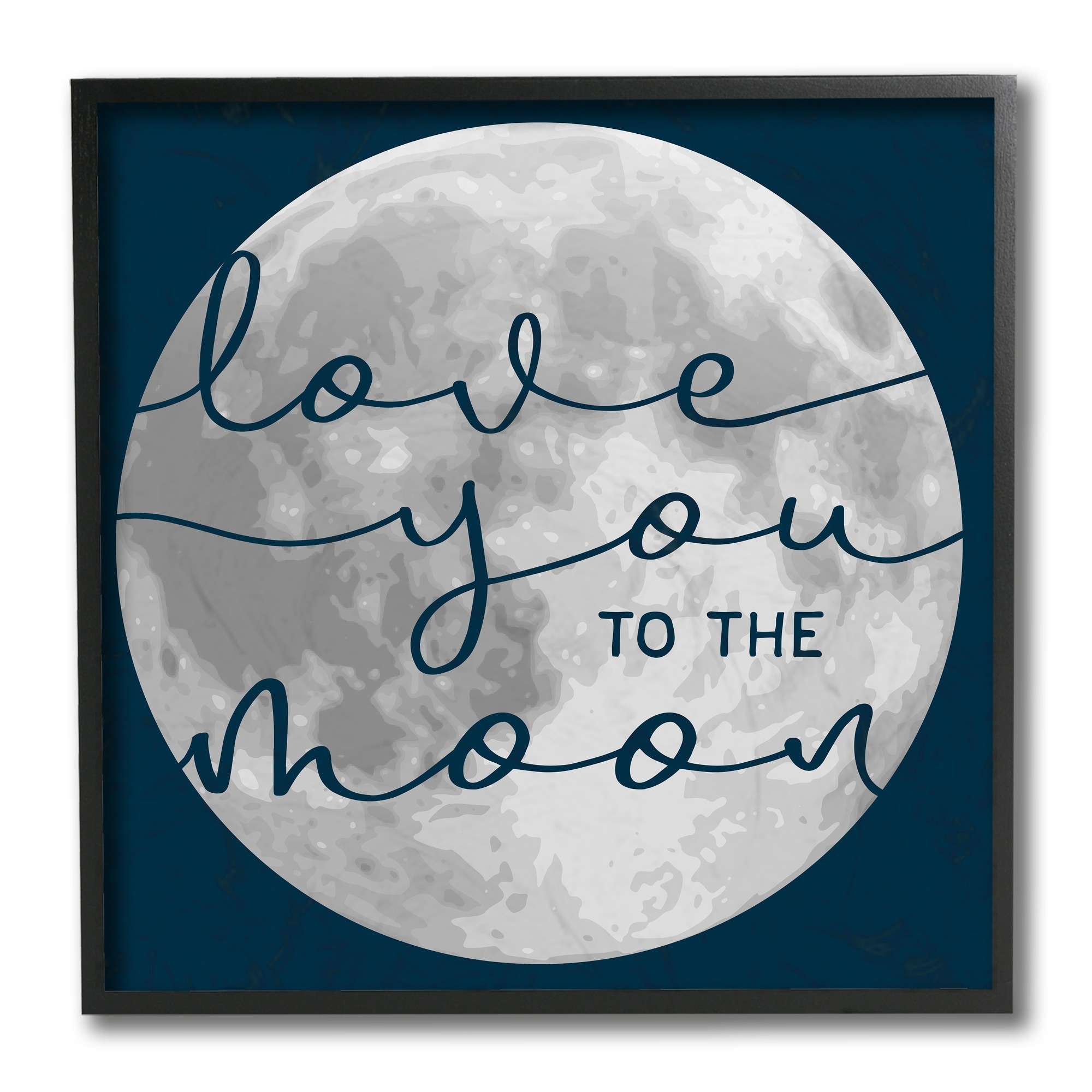 Stupell Industries Love You to Moon Quote Blue Night Sky Black Framed by Daphne Polselli