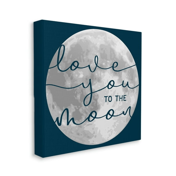 Stupell Industries Love You to Moon Quote Blue Night Sky Canvas Wall Art by Daphne Polselli