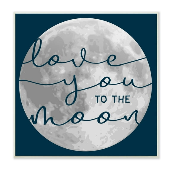 Stupell Industries Love You to Moon Quote Blue Night Sky Wall Plaque by Daphne Polselli