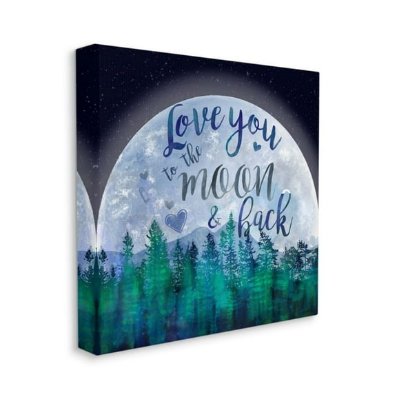 Stupell Industries Love You to the Moon Phrase Large Lunar Forest Design by Lisa Lane, 24" x 24"
