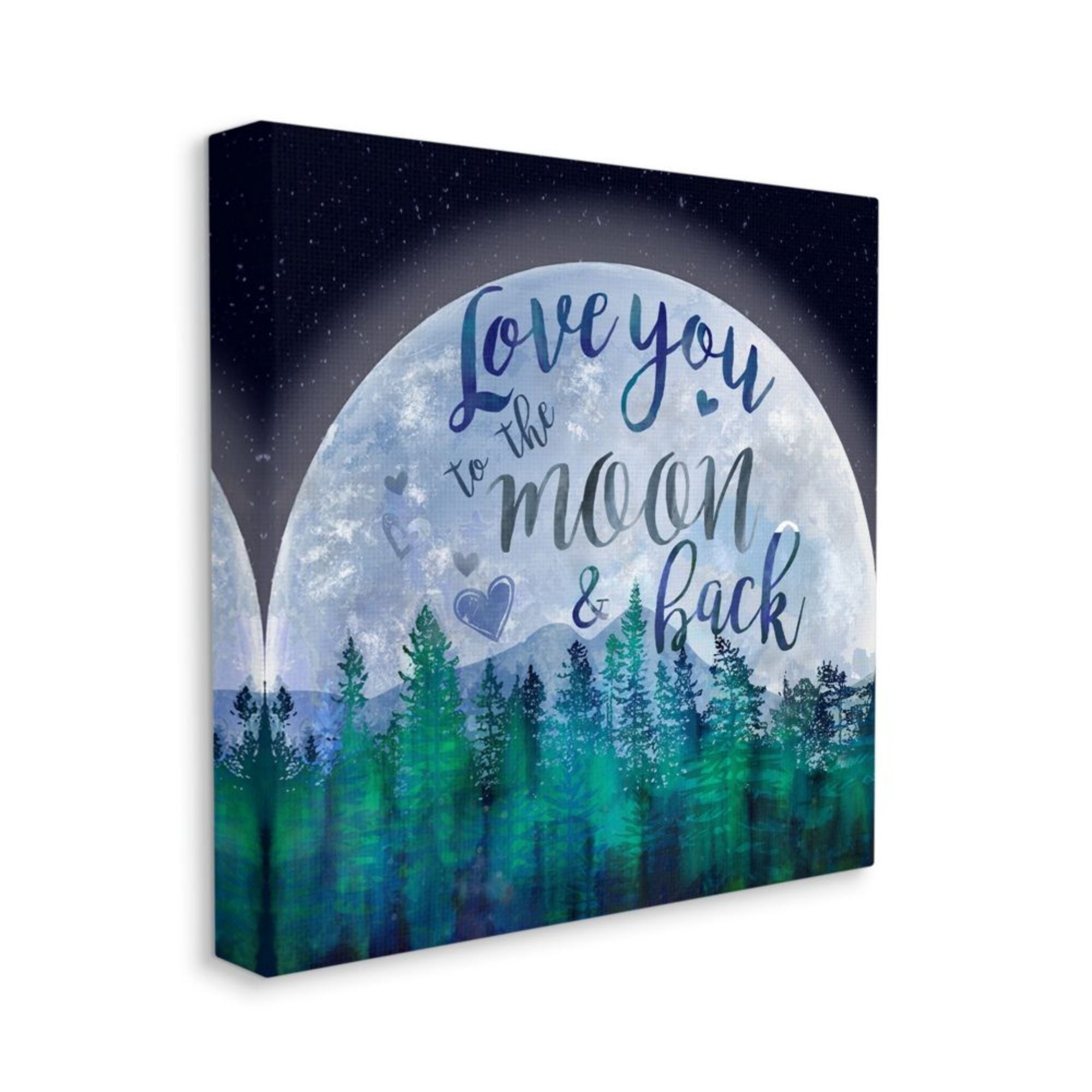 Stupell Industries Love You to the Moon Phrase Large Lunar Forest Design by Lisa Lane, 30" x 30"
