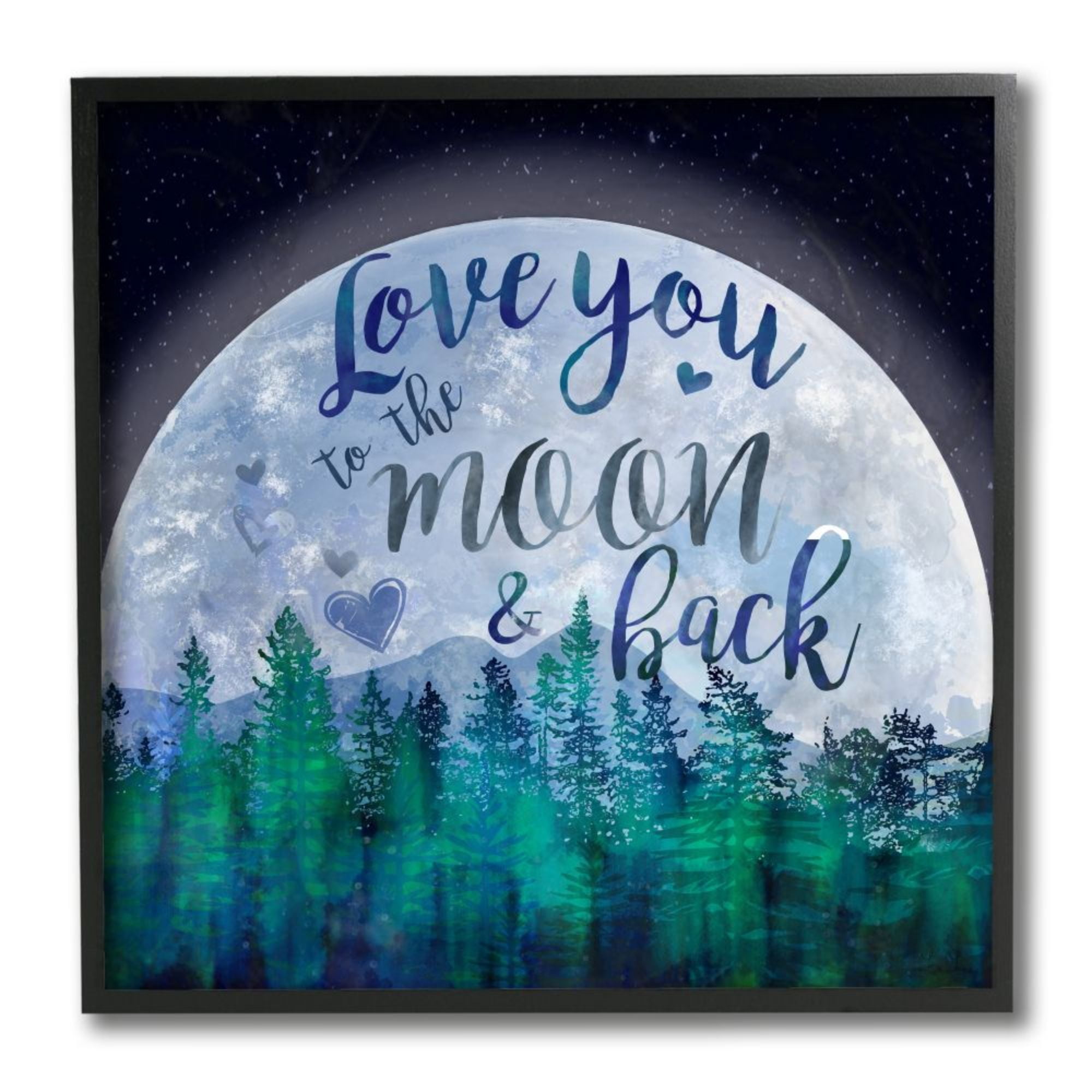 Stupell Industries Love You to the Moon Phrase Large Lunar Forest Design by Lisa Lane