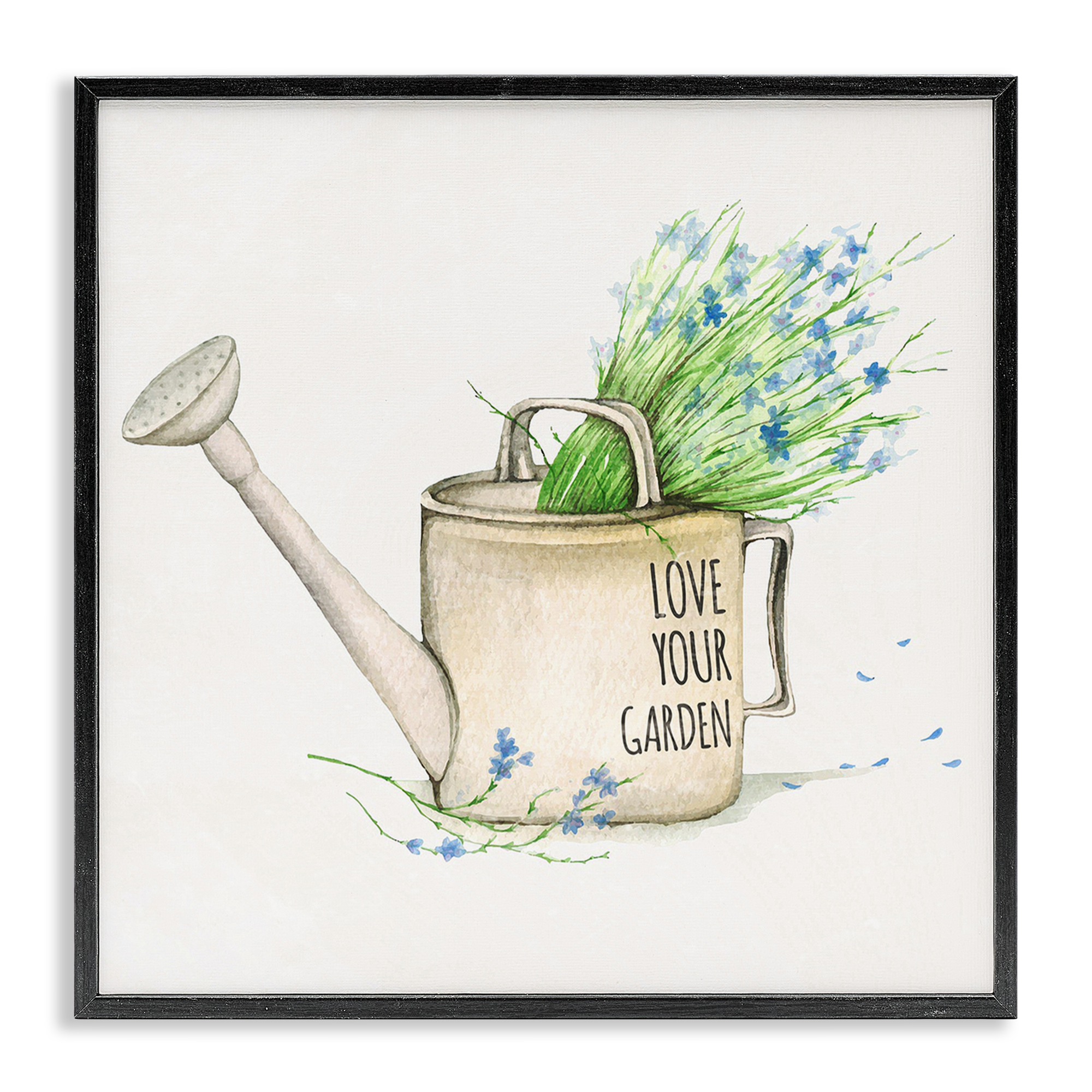Stupell Industries Love Your Garden Phrase Plants & Flowers Painting Black Framed Art Print Wall Art, 24 x 24