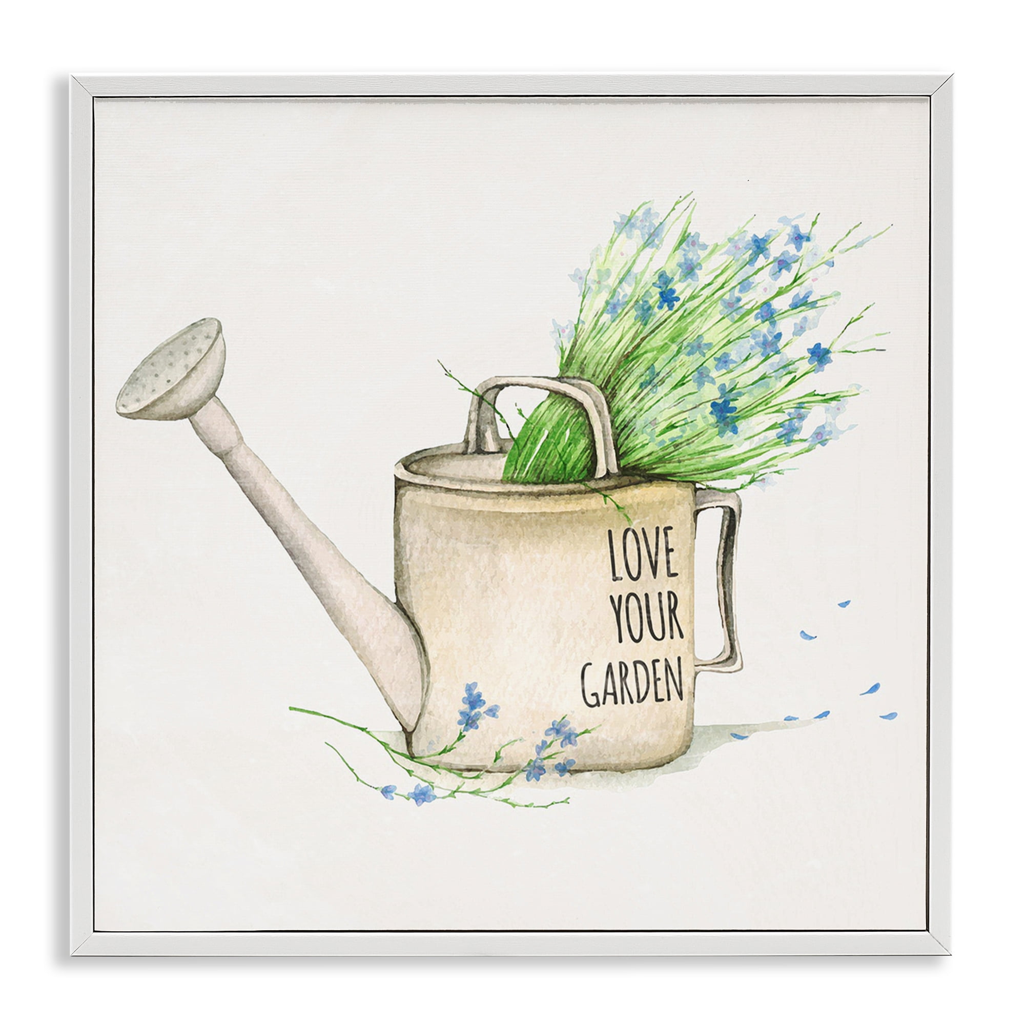 Stupell Industries Love Your Garden Phrase Plants & Flowers Painting White Framed Art Print Wall Art, 24 x 24