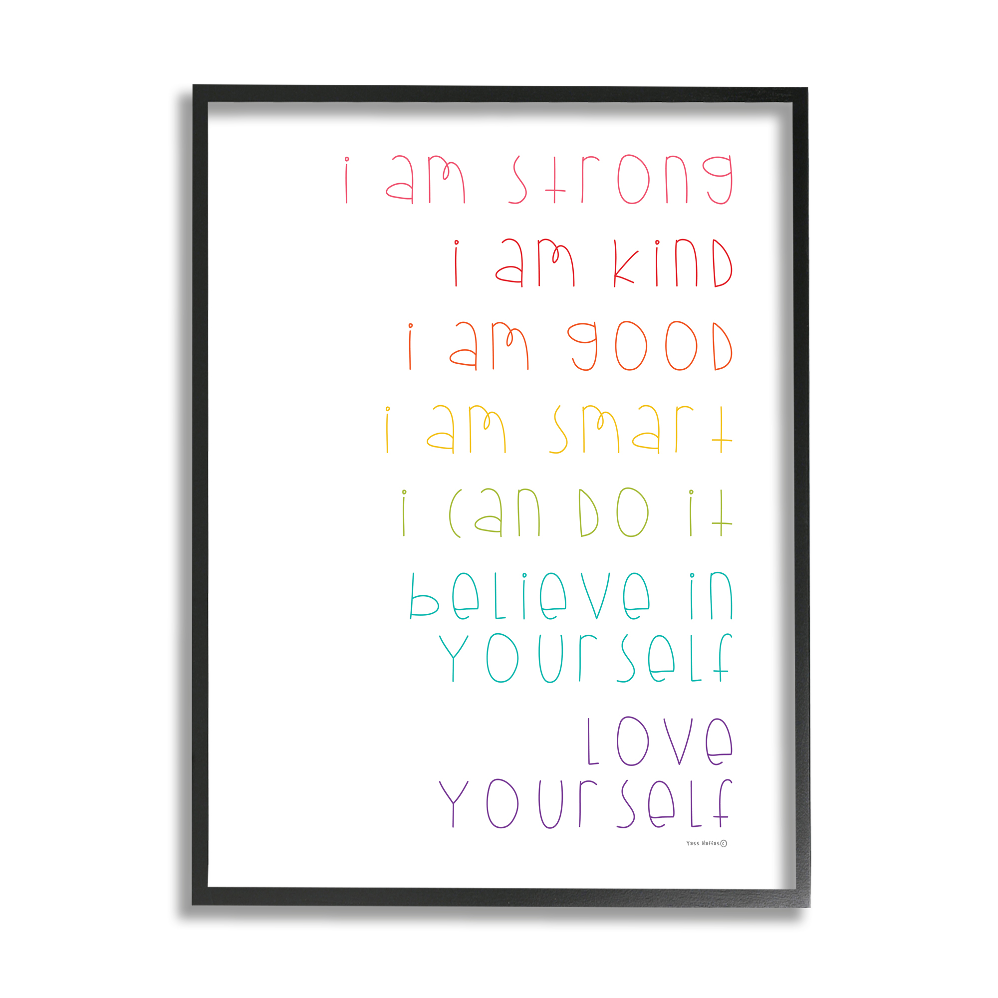 Stupell Industries Love Yourself Confidence Phrases Inspirational Painting Black Framed Art Print Wall Art, 11 x 14