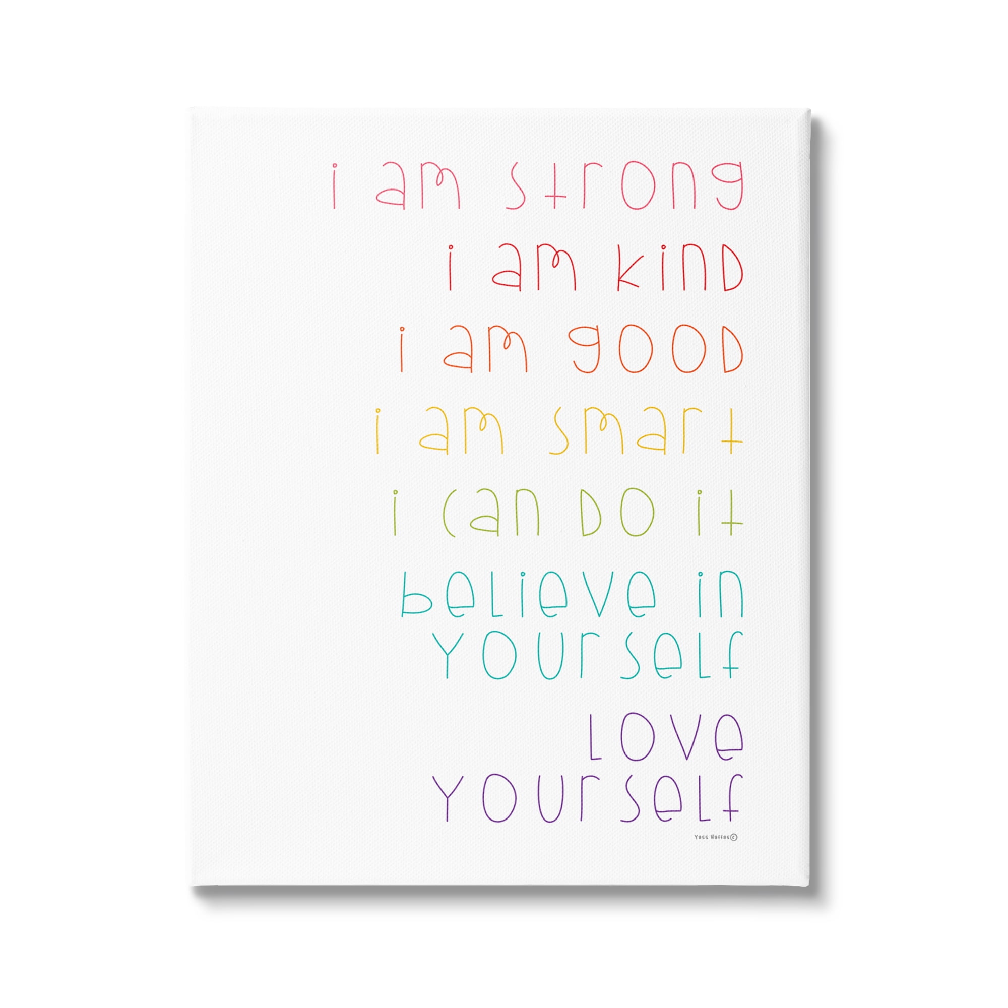 Stupell Industries Love Yourself Confidence Phrases Inspirational Painting Gallery Wrapped Canvas Art Print Wall Art, 16 x 20