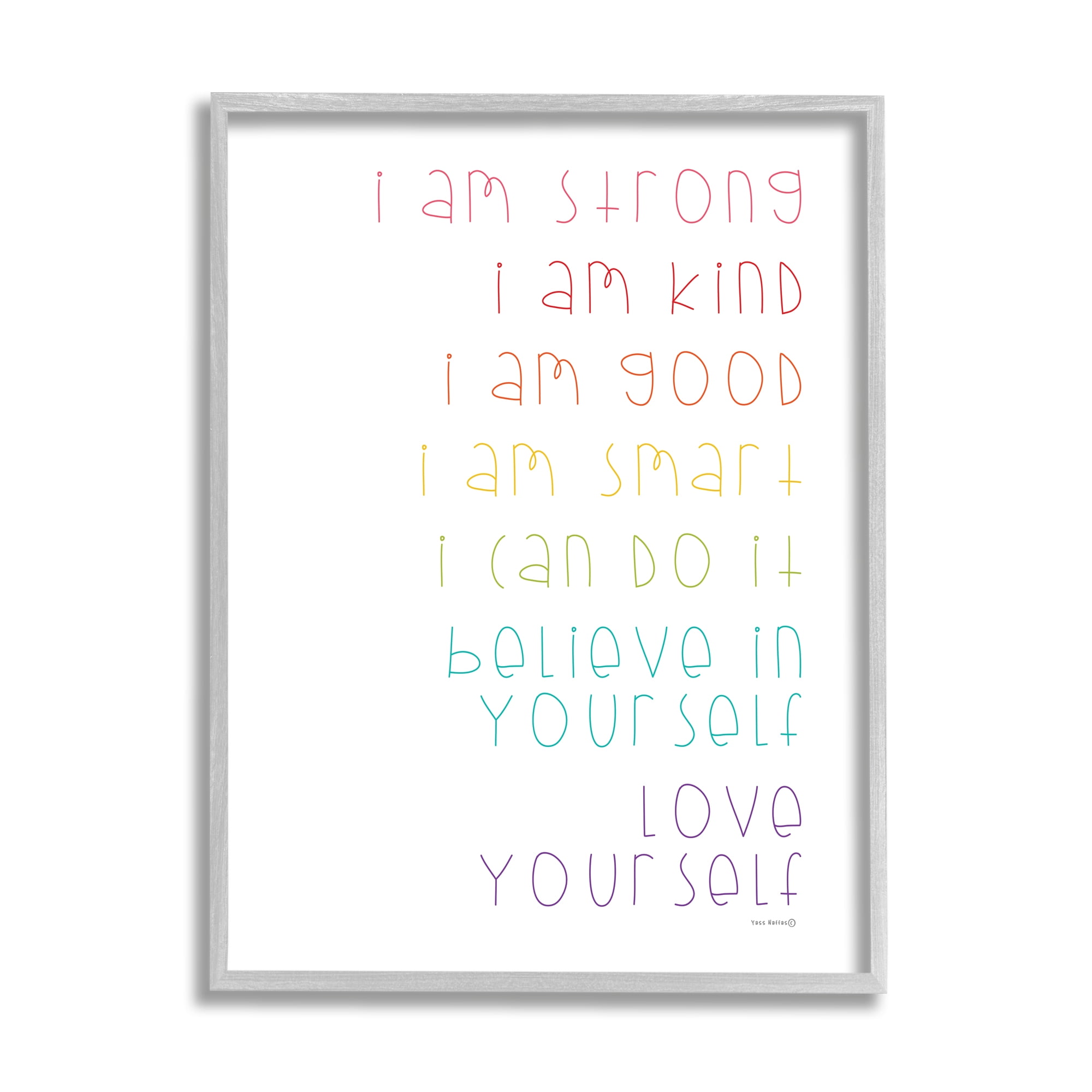 Stupell Industries Love Yourself Confidence Phrases Inspirational Painting Gray Framed Art Print Wall Art, 11 x 14