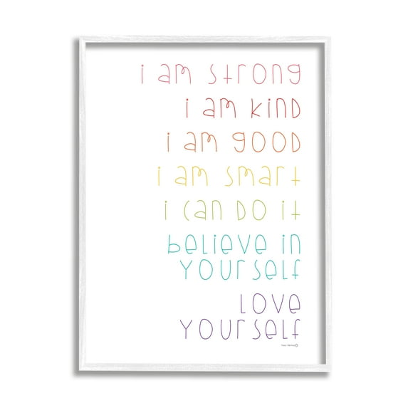 Stupell Industries Love Yourself Confidence Phrases Inspirational Painting White Framed Art Print Wall Art, 24 x 30