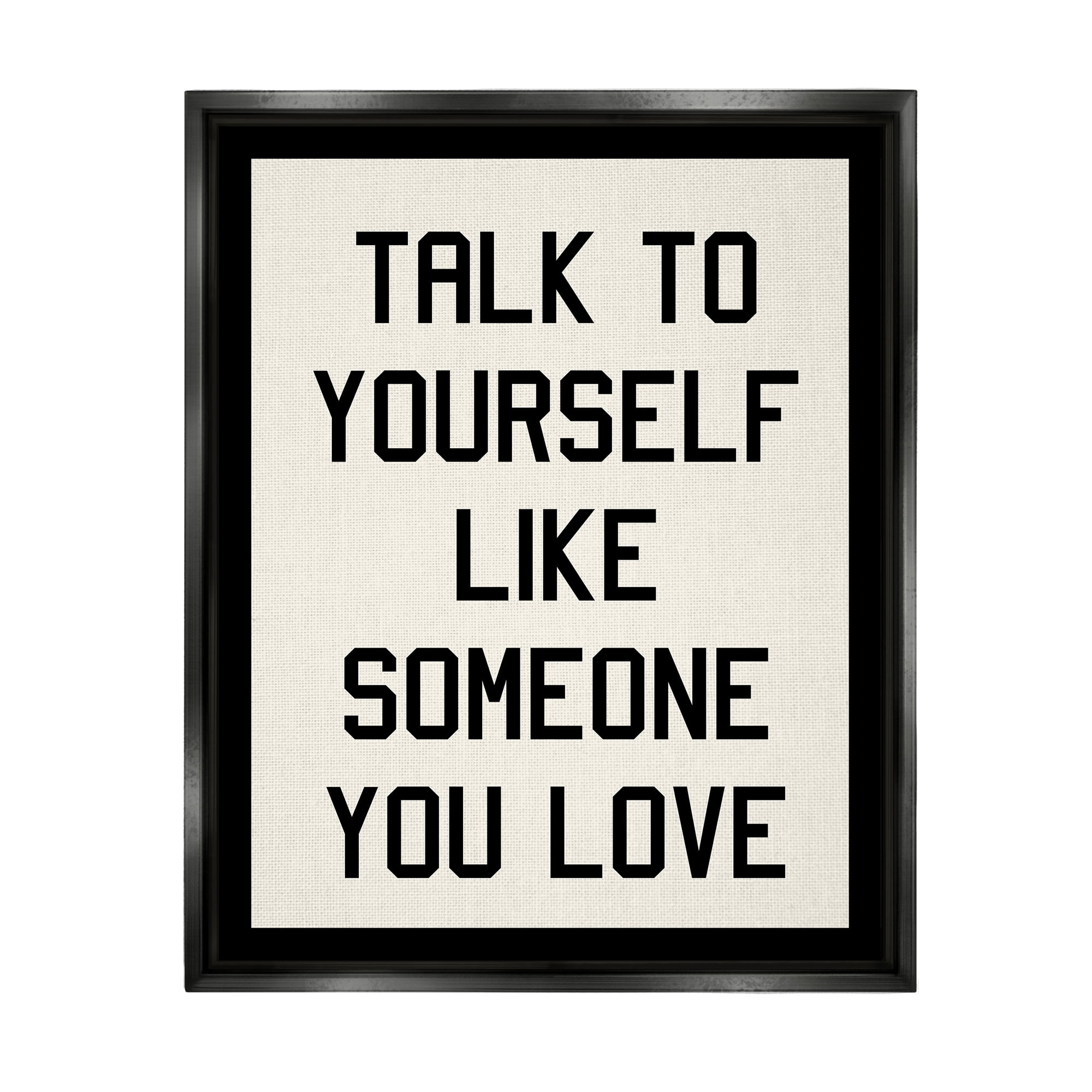 Stupell Industries Love Yourself Phrase Inspirational Painting Black Floater Framed Art Print Wall Art, 17 x 21