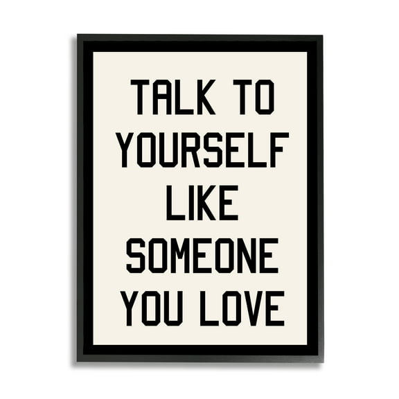 Stupell Industries Love Yourself Phrase Inspirational Painting Black Framed Art Print Wall Art, 11 x 14