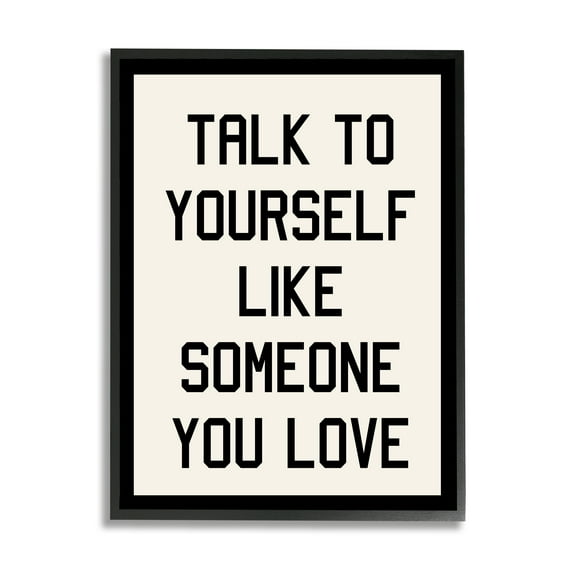 Stupell Industries Love Yourself Phrase Inspirational Painting Black Framed Art Print Wall Art, 24 x 30