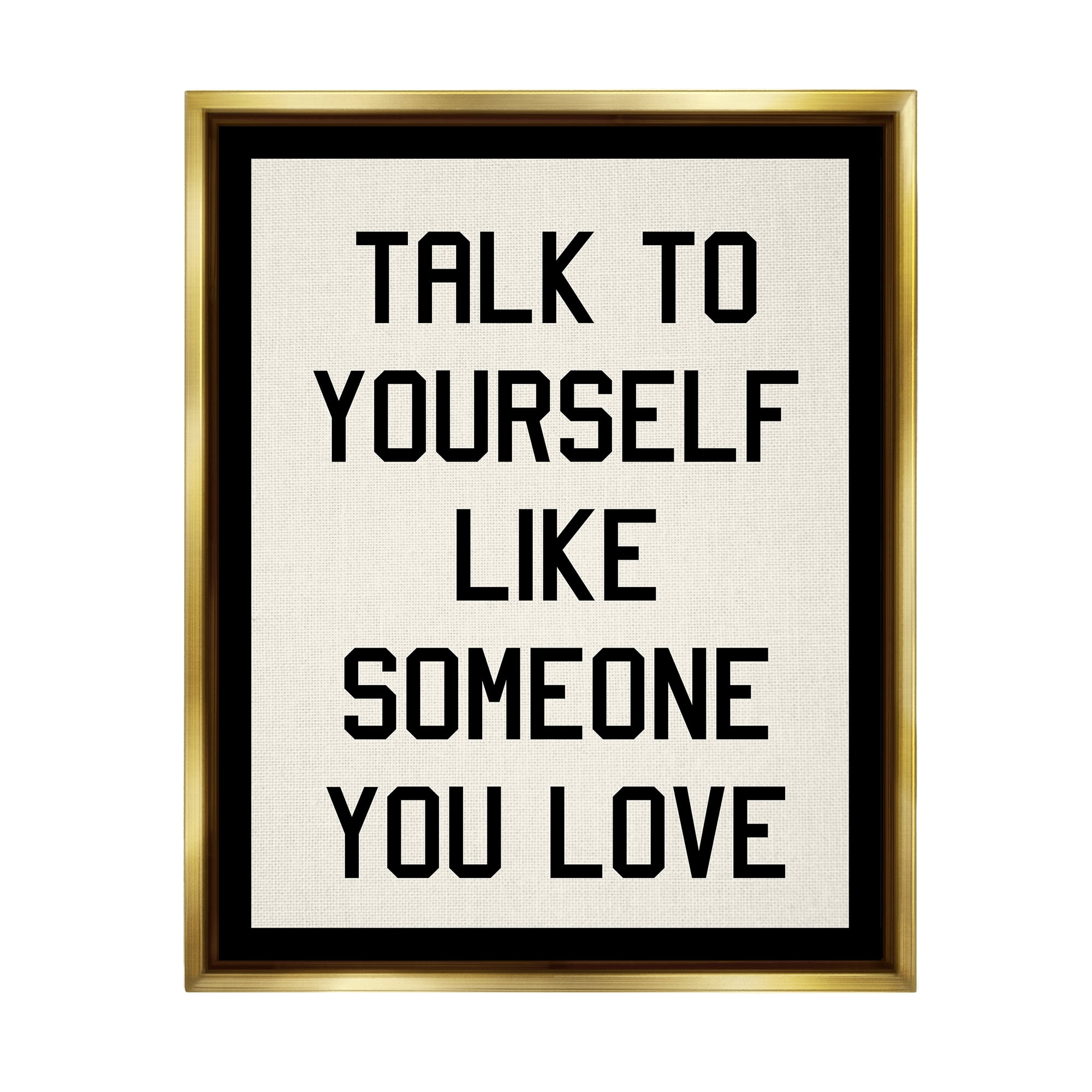 Stupell Industries Love Yourself Phrase Inspirational Painting Gold Floater Framed Art Print Wall Art, 25 x 31