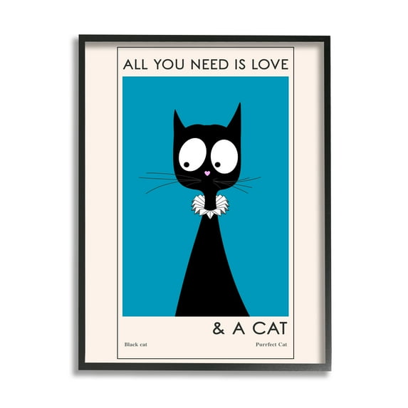 Stupell Industries Love and A Cat Phrase Funny Fashion Feline, 16 x 20, Design by Ayse