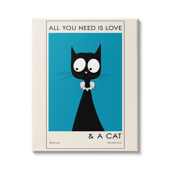 Stupell Industries Love and A Cat Phrase Funny Fashion Feline, 36 x 48, Design by Ayse