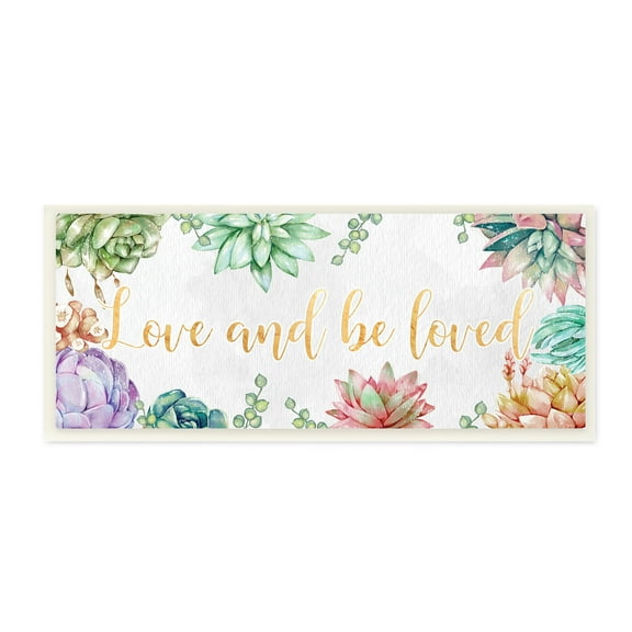 Stupell Industries Love and Be Loved Phrase Pink Purple Succulents Botanical & Floral Painting Unframed Art Print Wall Art, 7 x 17