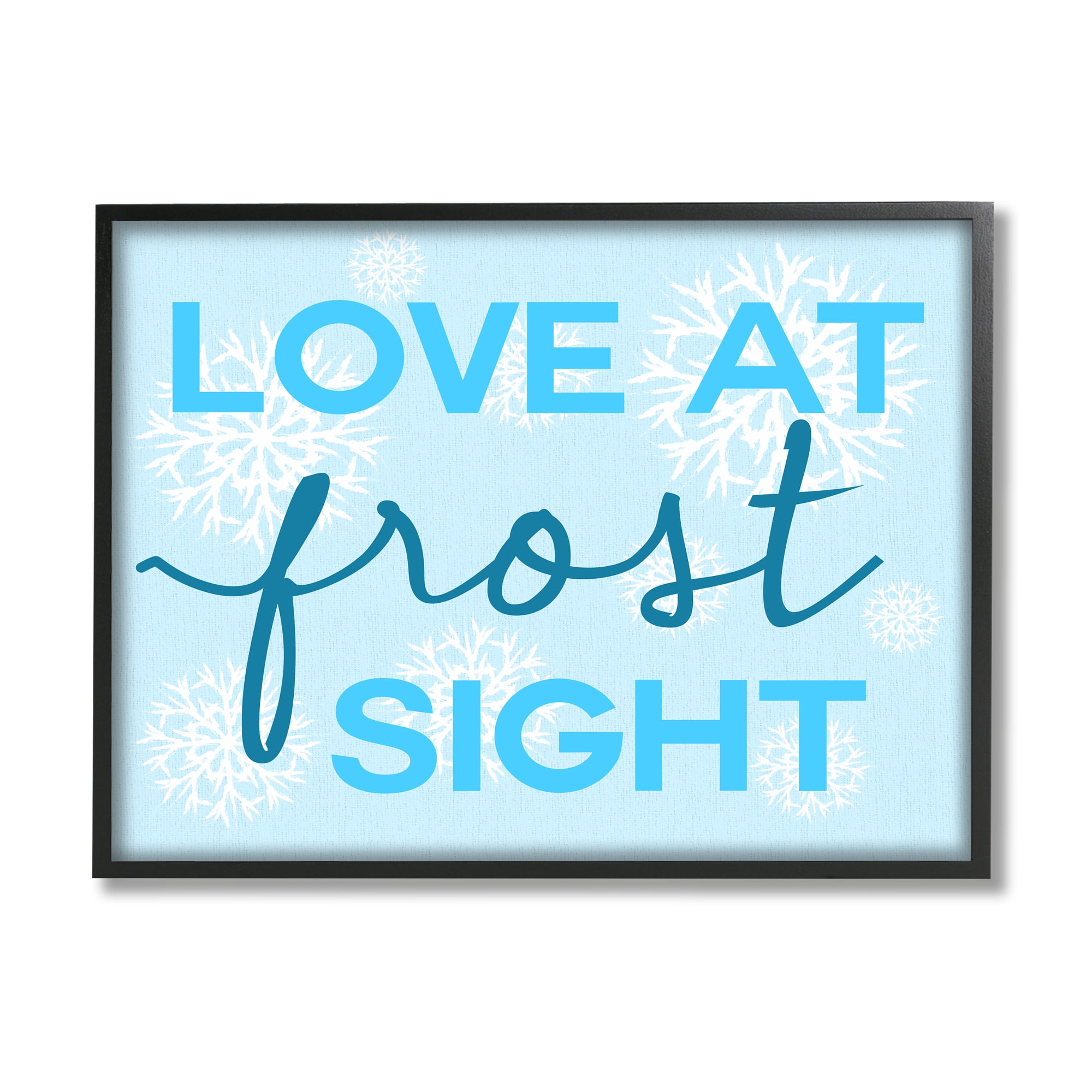 Stupell Industries Love at Frost Sight Pun Holiday Painting Black Framed Art Print Wall Art, 20 x 16