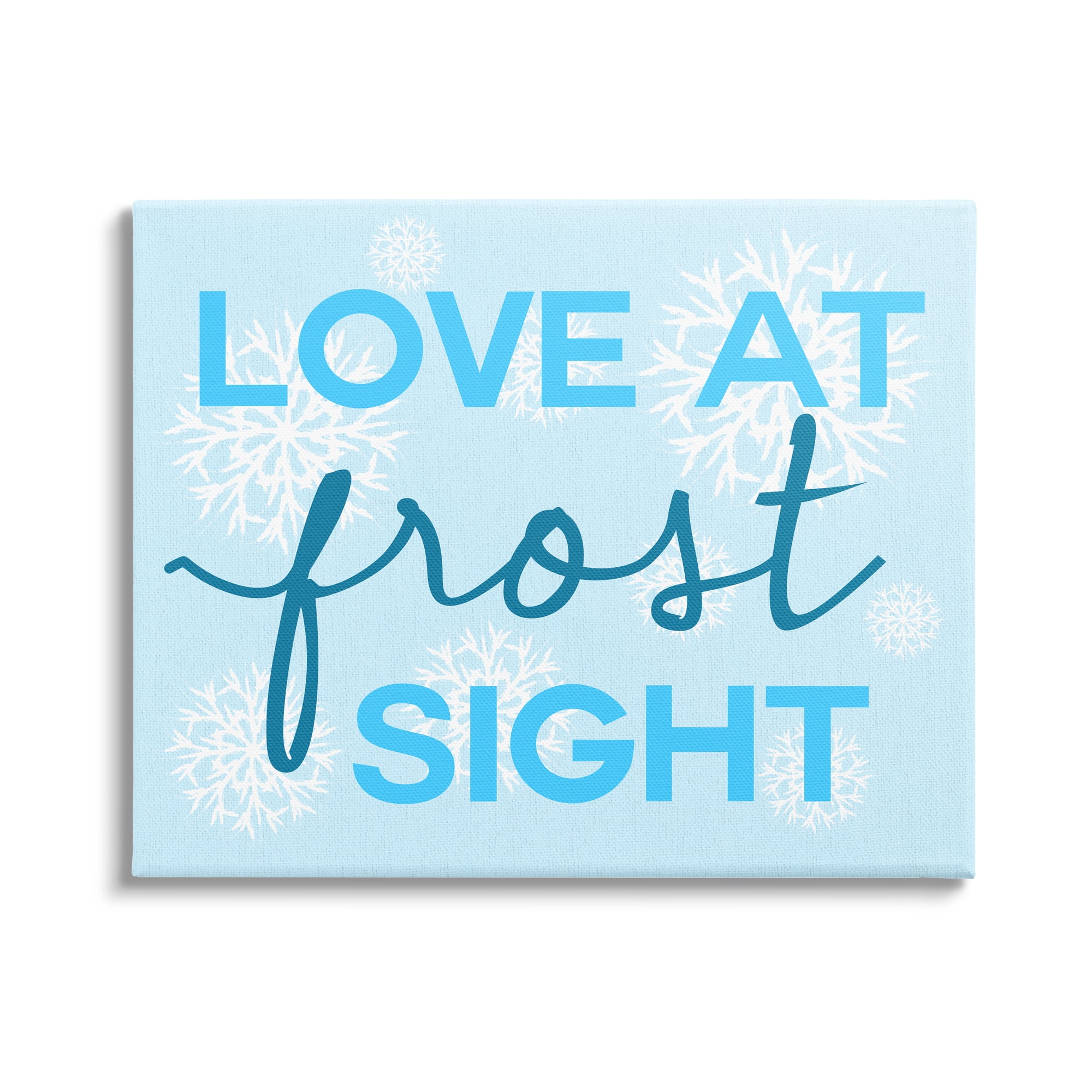 Stupell Industries Love at Frost Sight Pun Holiday Painting Gallery Wrapped Canvas Art Print Wall Art, 20 x 16