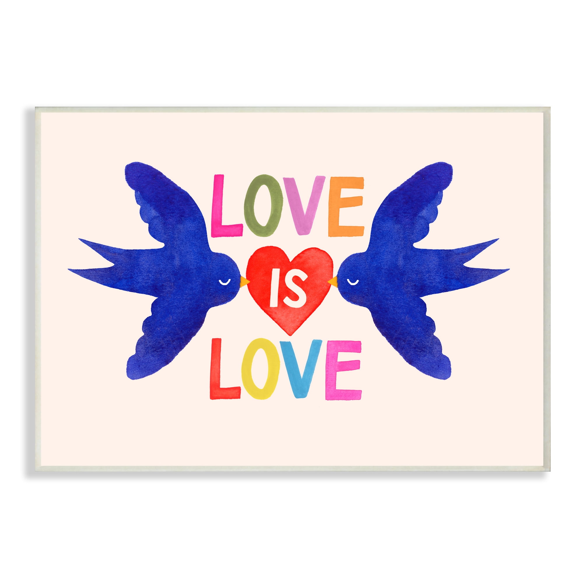 Stupell Industries Love is Love Phrase Blue Doves and Heart Wall Plaque by Victoria Barnes