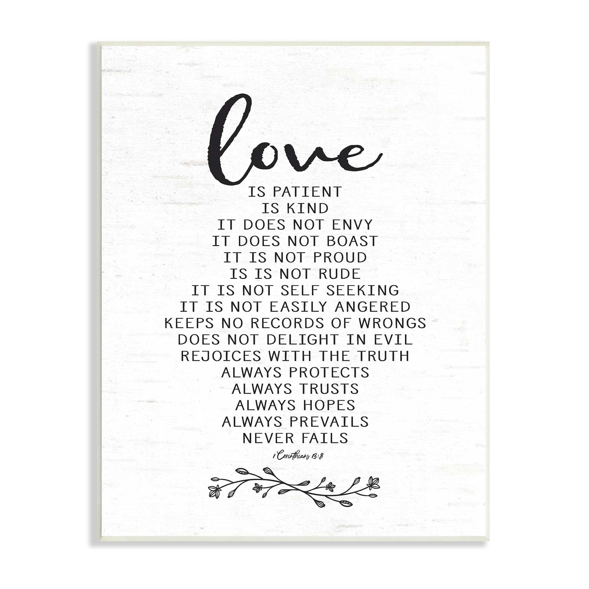 Stupell Industries Love is.. Uplifting Heartfelt Quote Spiritual Scripture Graphic Art Unframed Art Print Wall Art, Design by Lettered and Lined