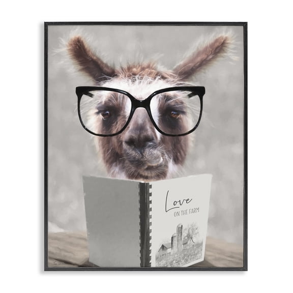 Stupell Industries Love on the Farm Llama Black Framed Giclee Art, design by Lori Deiter