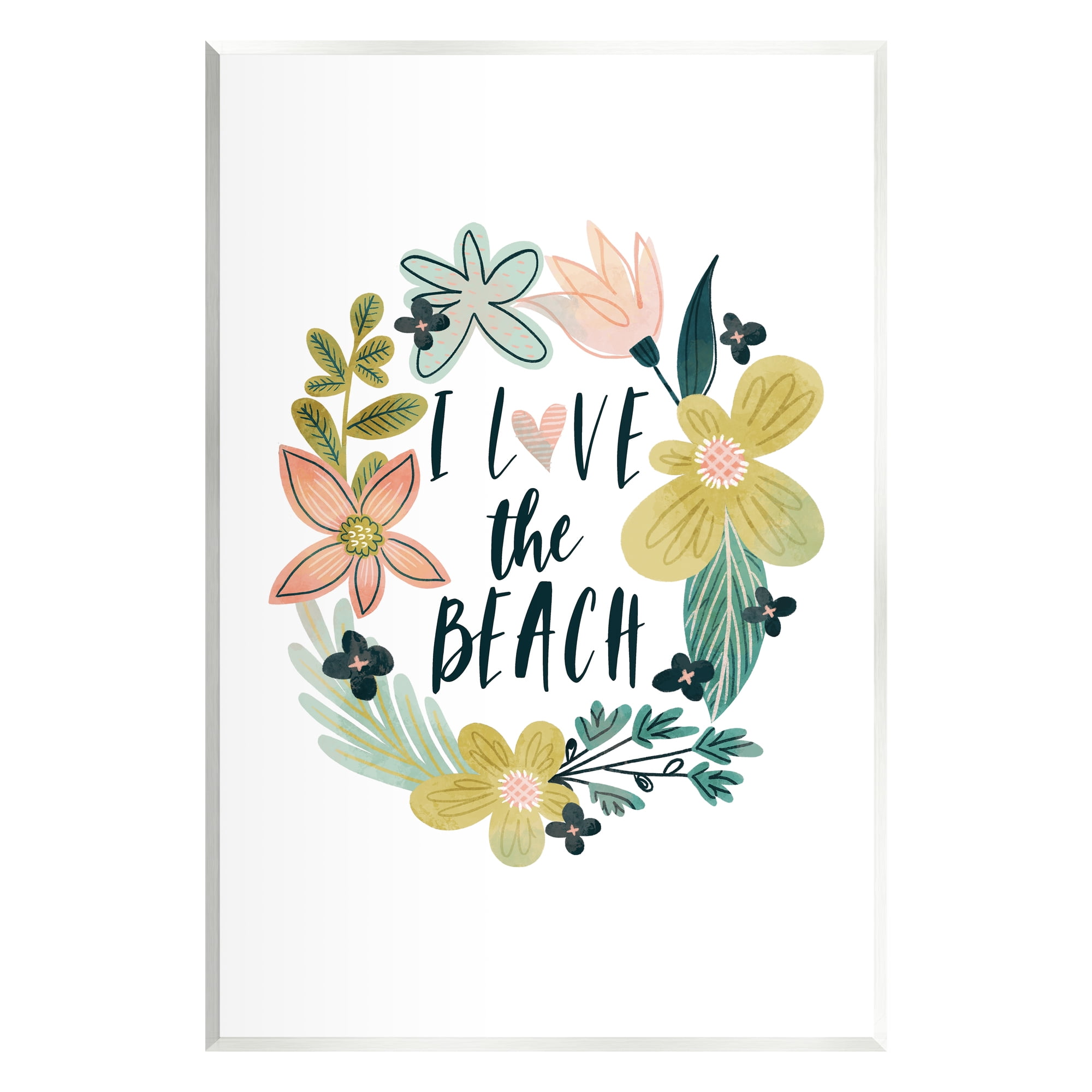 Stupell Industries Love the Beach Wreath Botanical & Floral Painting Unframed Art Print Wall Art, 10 x 15