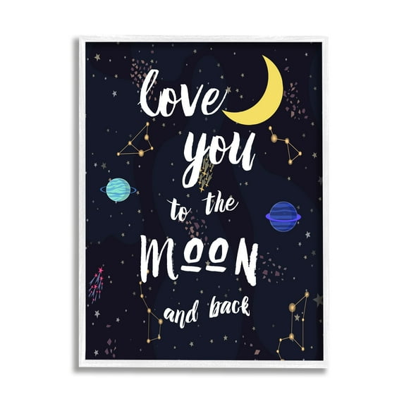 Stupell Industries Love to the Moon Motivational Phrase Outer Space Constellations,24 x 30, Design by Amanda Murray