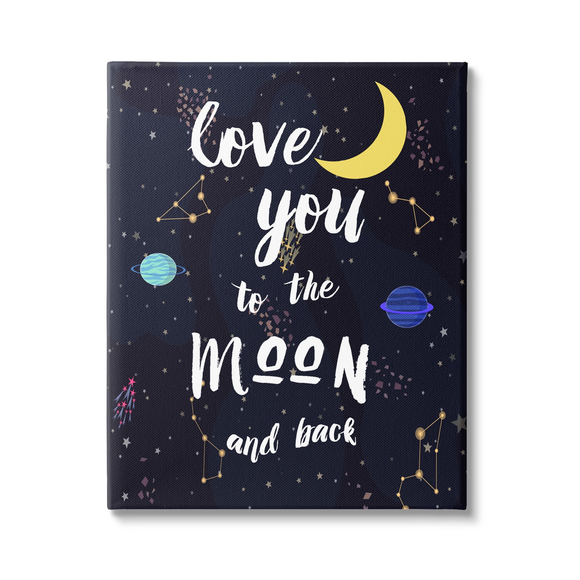 Stupell Industries Love to the Moon Motivational Phrase Outer Space Constellations,36 x 48, Design by Amanda Murray