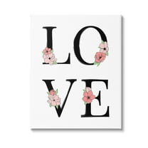Stupell Industries Love with Floral Letters Botanical & Floral Painting Gallery Wrapped Canvas Art Print Wall Art, 16 x 20