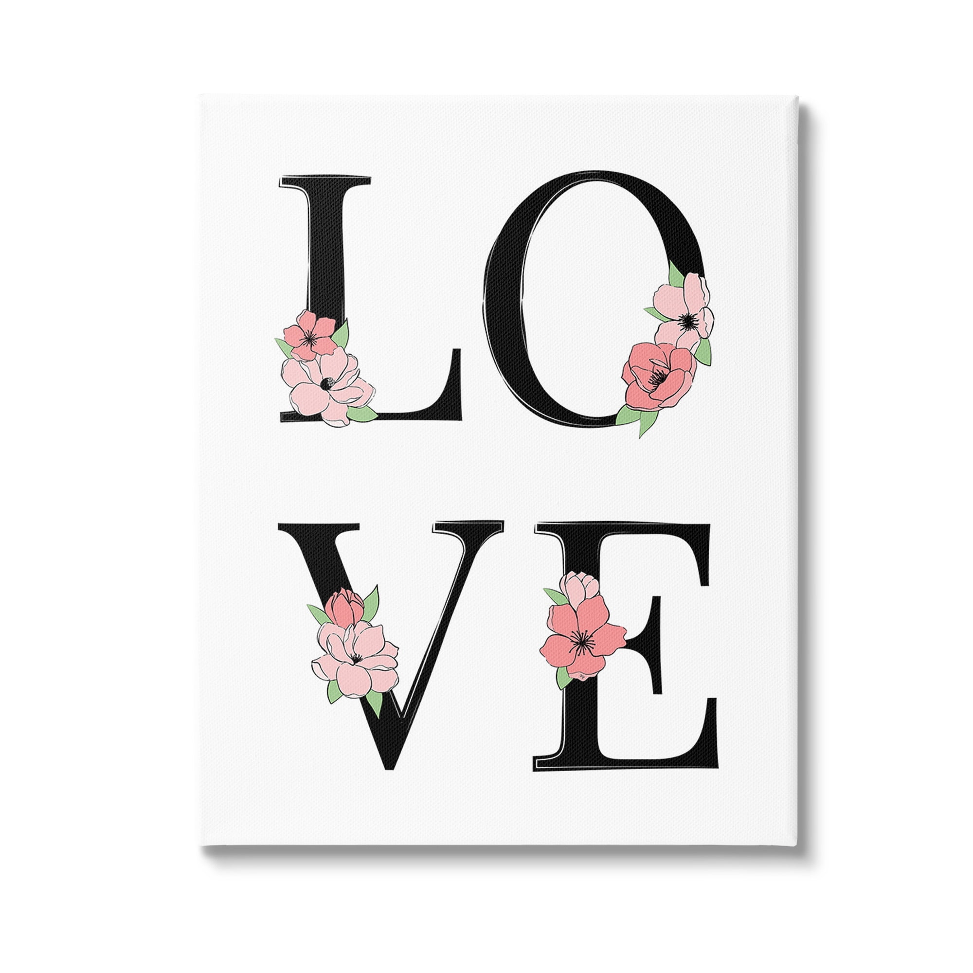 Stupell Industries Love with Floral Letters Botanical & Floral Painting Gallery Wrapped Canvas Art Print Wall Art, 24 x 30