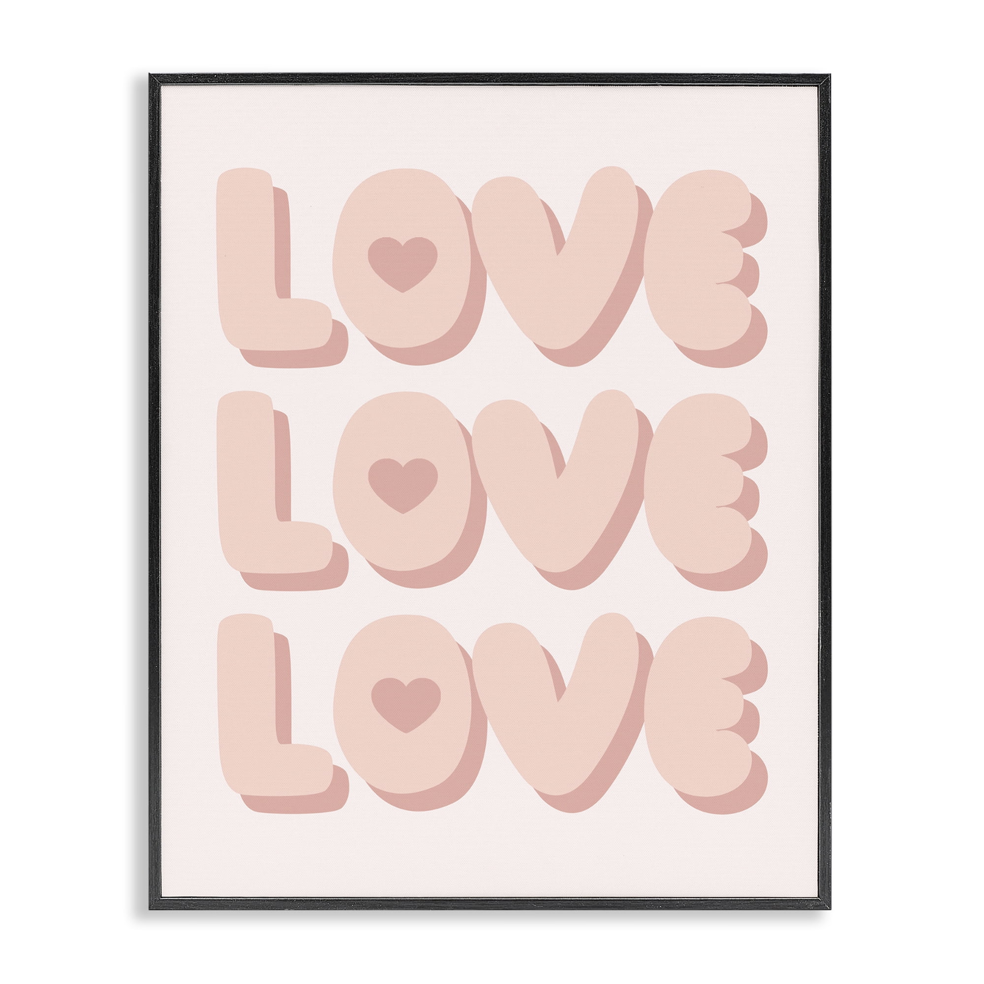 Stupell Industries Love with Hearts Text & Numbers Painting Black Framed Art Print Wall Art, 24 x 30