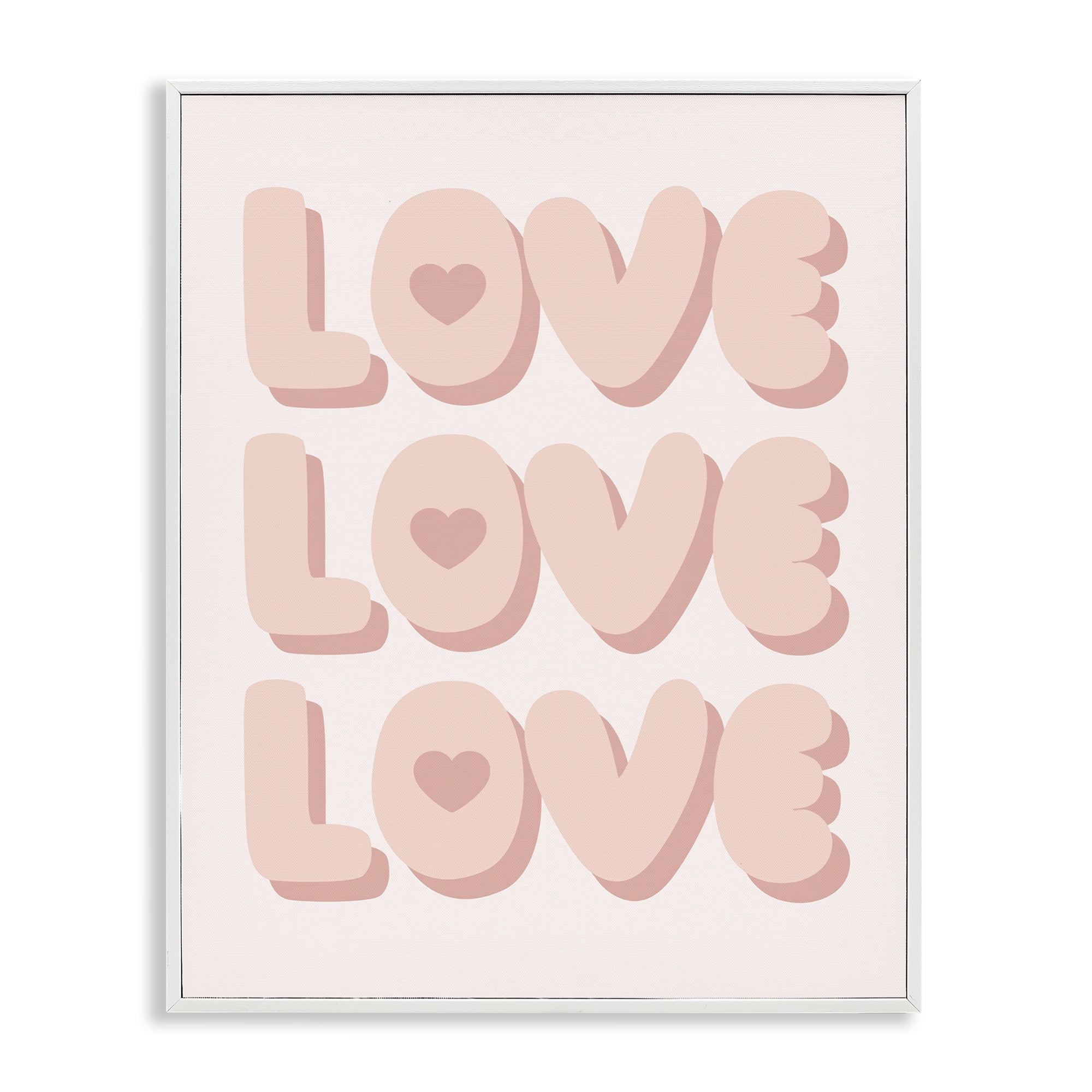 Stupell Industries Love with Hearts Text & Numbers Painting White Framed Art Print Wall Art, 11 x 14