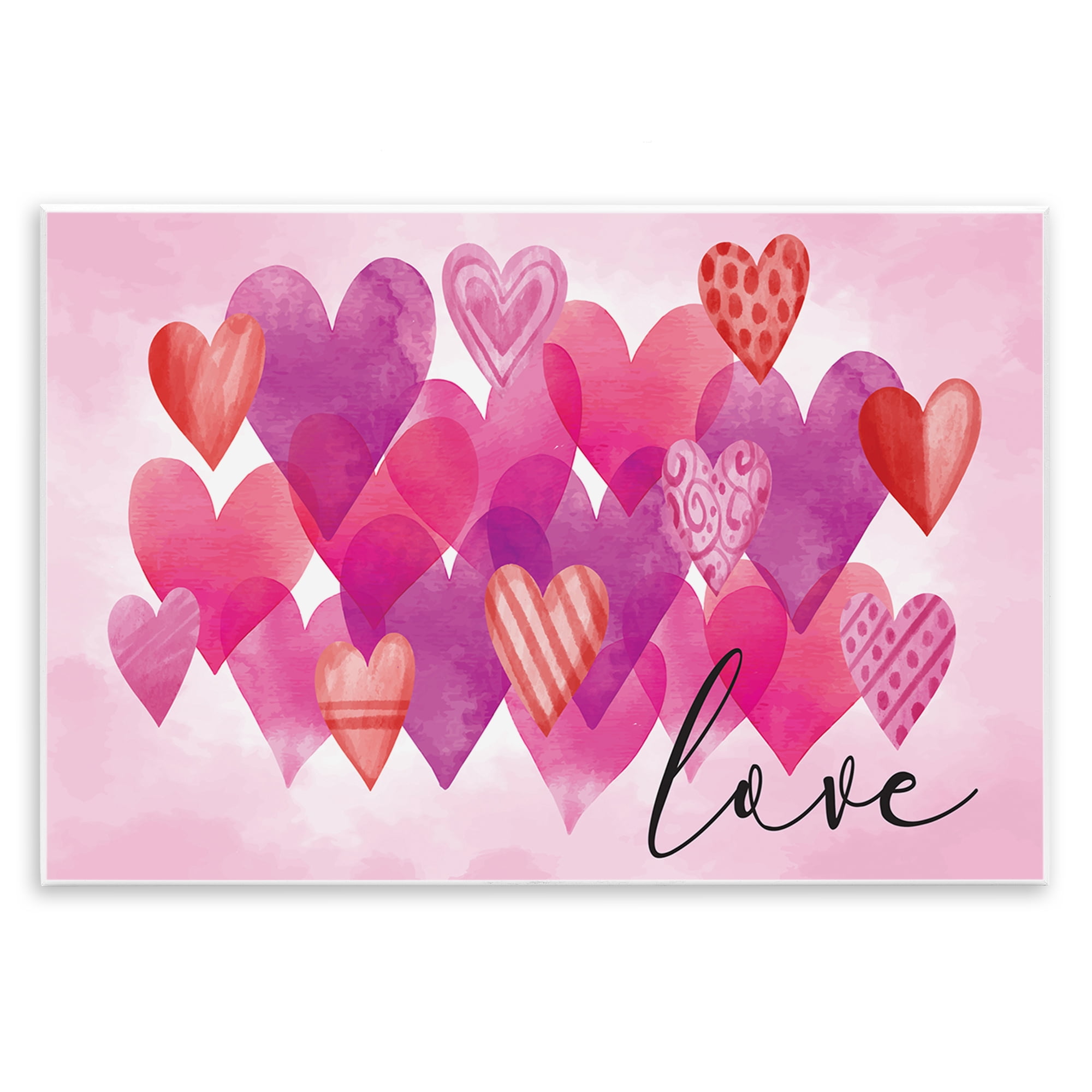 Stupell Industries Love with Layered Hearts Text & Numbers Painting Unframed Art Print Wall Art, 15 x 10