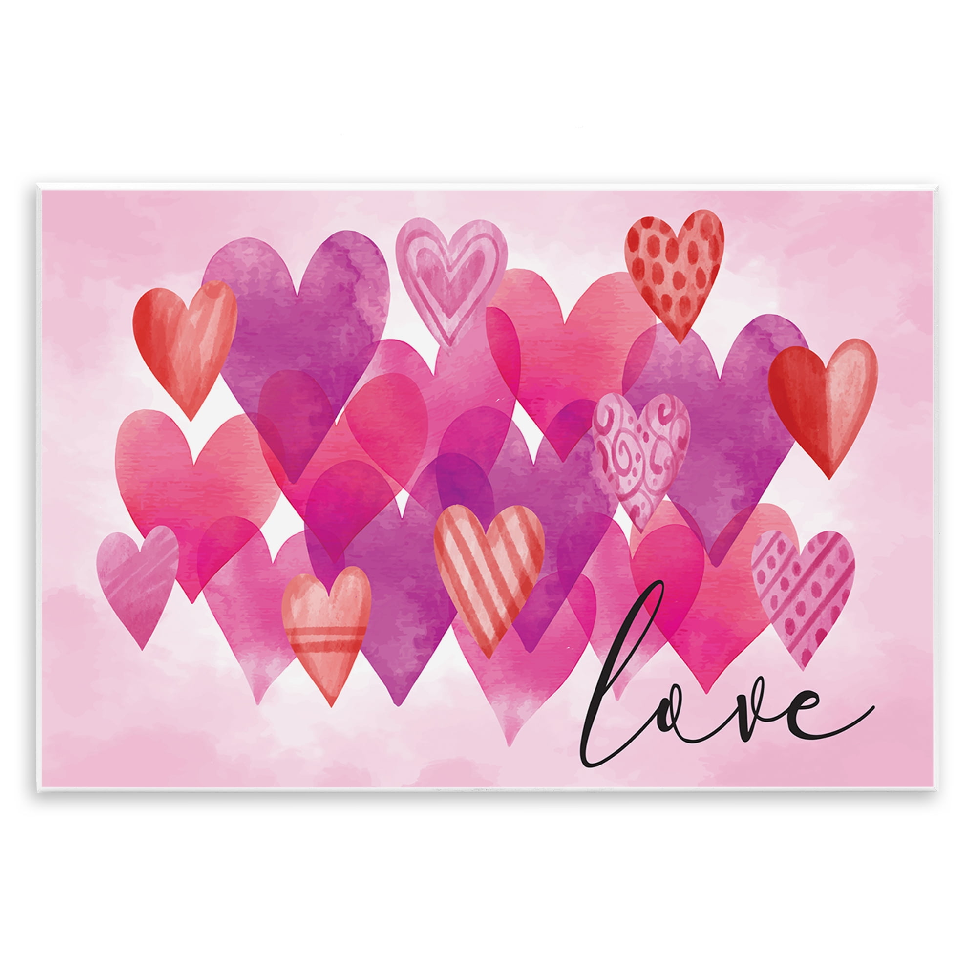 Stupell Industries Love with Layered Hearts Text & Numbers Painting Unframed Art Print Wall Art, 19 x 13