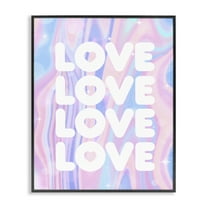 Stupell Industries Love with Wavy Pastels Text & Numbers Painting Black Framed Art Print Wall Art, 11 x 14