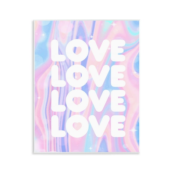 Stupell Industries Love with Wavy Pastels Text & Numbers Painting Unframed Art Print Wall Art, 11 x 14