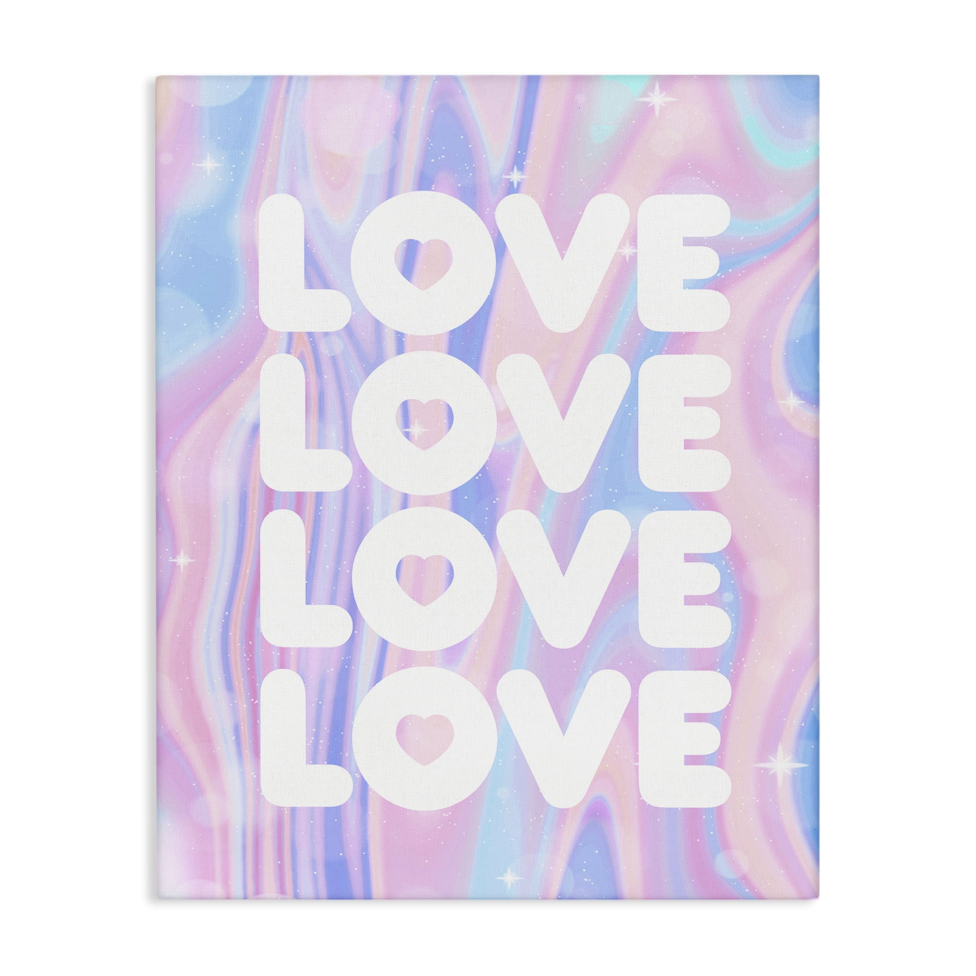 Stupell Industries Love with Wavy Pastels Text & Numbers Painting Wrapped Canvas Art Print Wall Art, 36 x 48