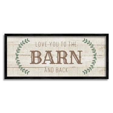 Stupell Industries Love you Barn & Back Inspirational Painting Black Framed Art Print Wall Art, 24 x 10