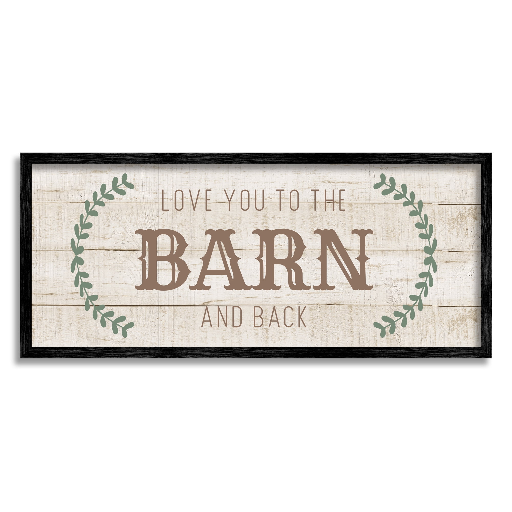 Stupell Industries Love you Barn & Back Inspirational Painting Black Framed Art Print Wall Art, 30 x 13