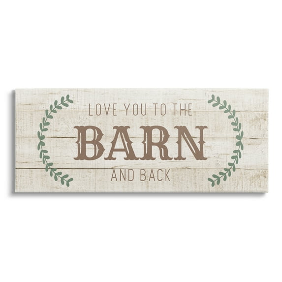 Stupell Industries Love you Barn & Back Inspirational Painting Gallery Wrapped Canvas Art Print Wall Art, 40 x 17