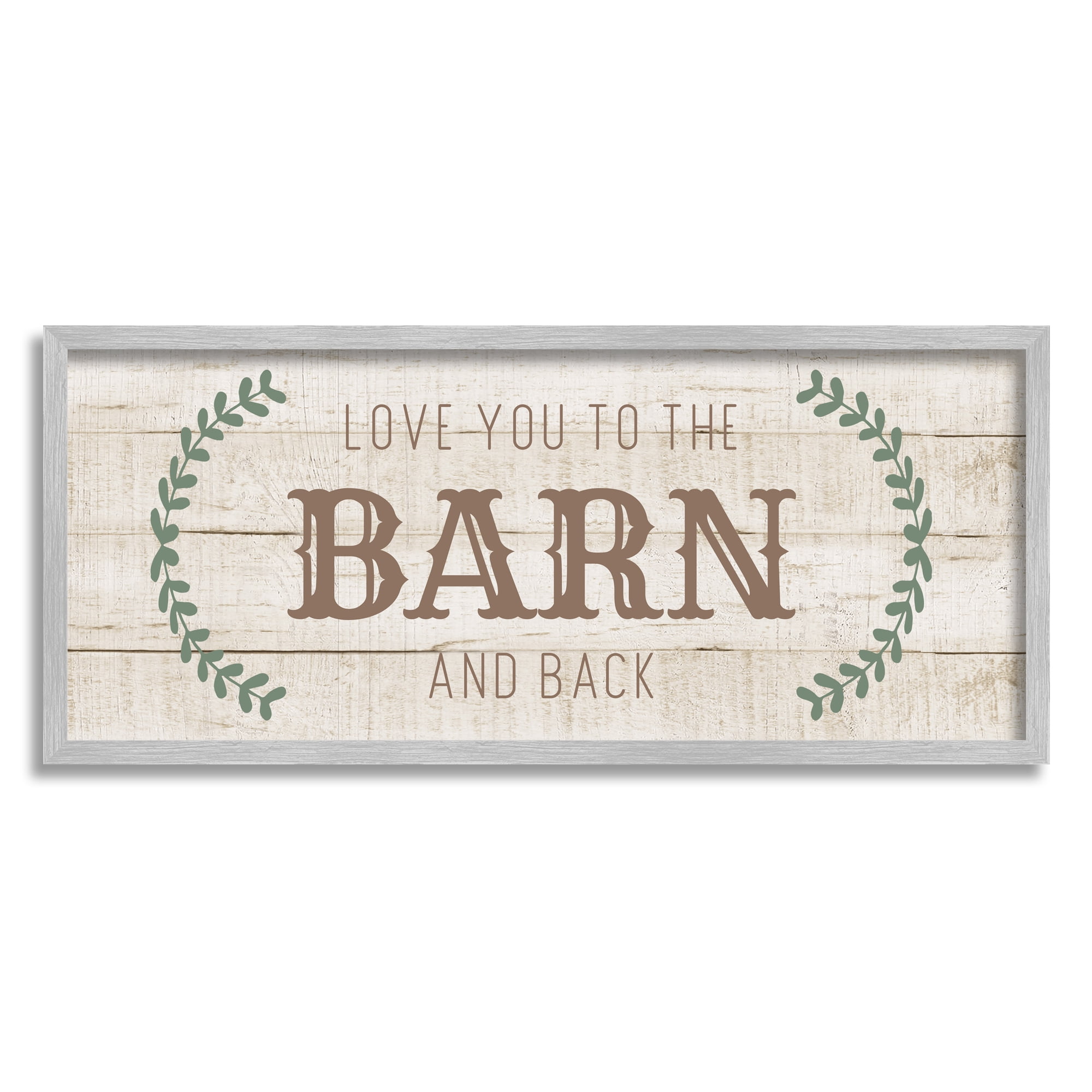 Stupell Industries Love you Barn & Back Inspirational Painting Gray Framed Art Print Wall Art, 24 x 10