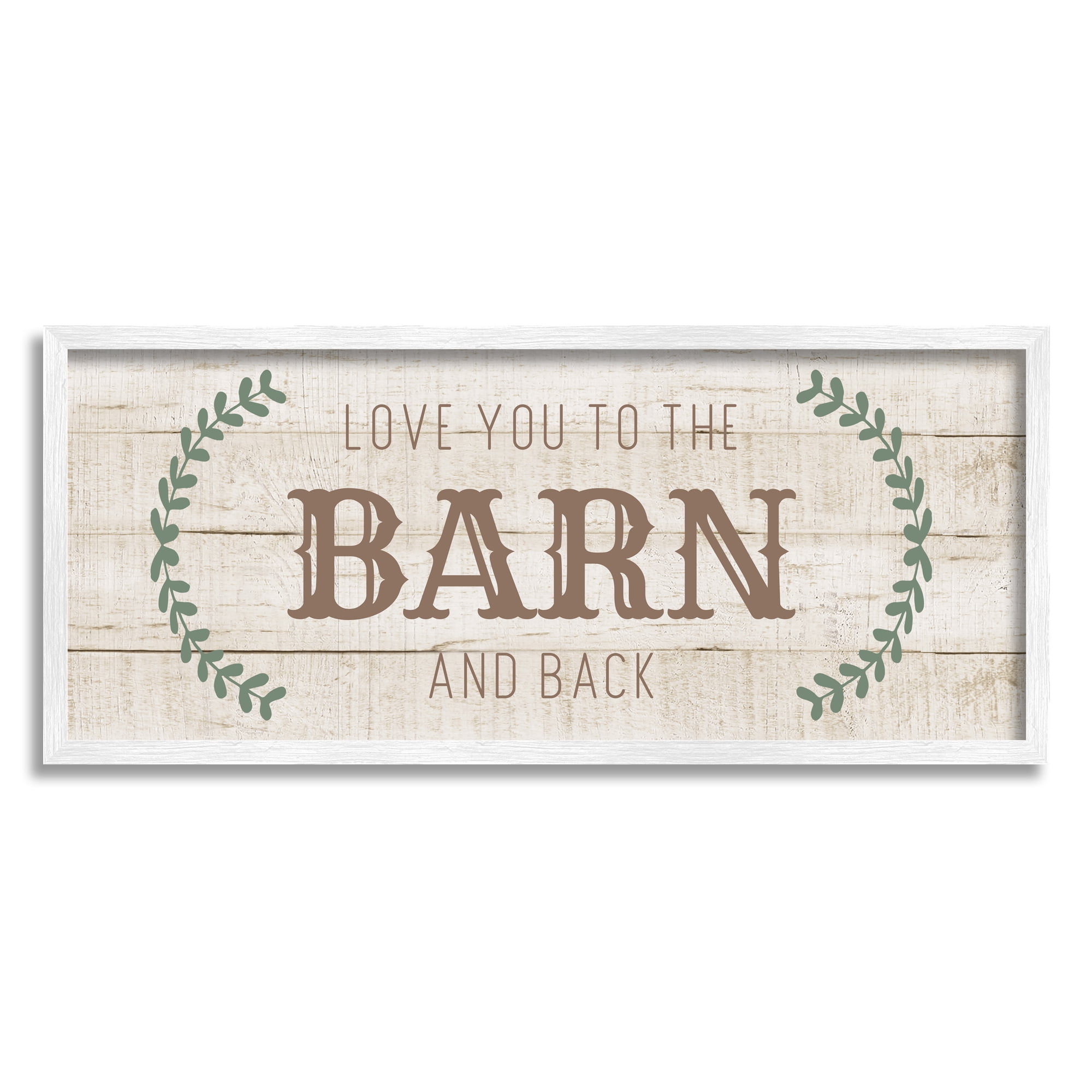 Stupell Industries Love you Barn & Back Inspirational Painting White Framed Art Print Wall Art, 24 x 10