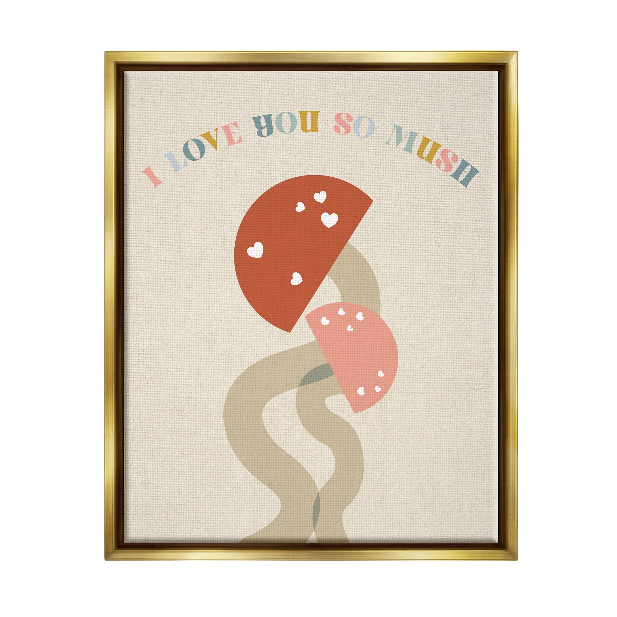 Stupell Industries Love you So Mush Botanical & Floral Painting Gold Floater Framed Canvas Art Print Wall Art, 17 x 21
