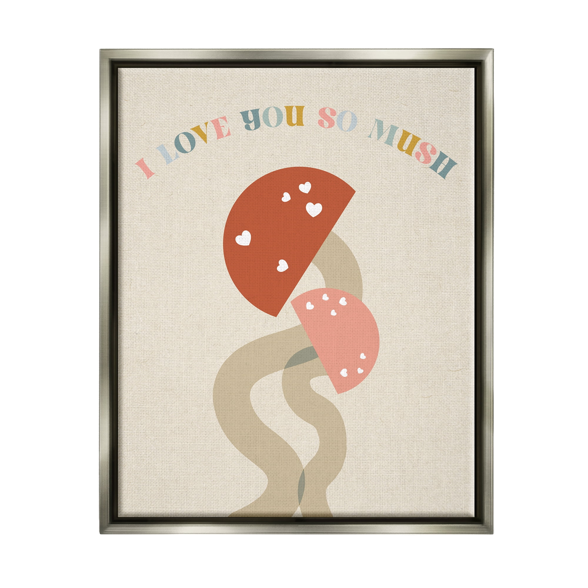 Stupell Industries Love you So Mush Botanical & Floral Painting Gray Floater Framed Canvas Art Print Wall Art, 25 x 31