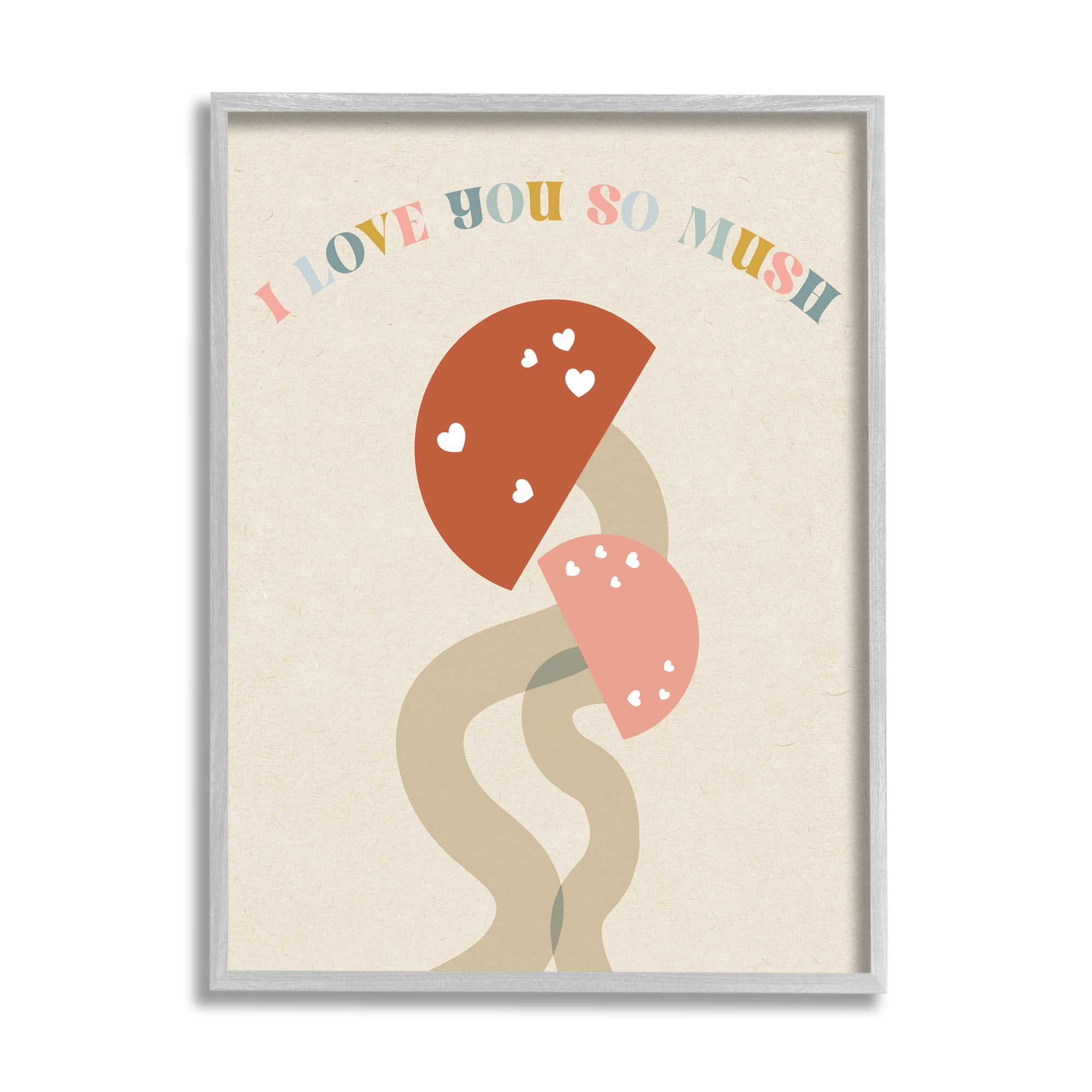 Stupell Industries Love you So Mush Botanical & Floral Painting Gray Framed Art Print Wall Art, 11 x 14