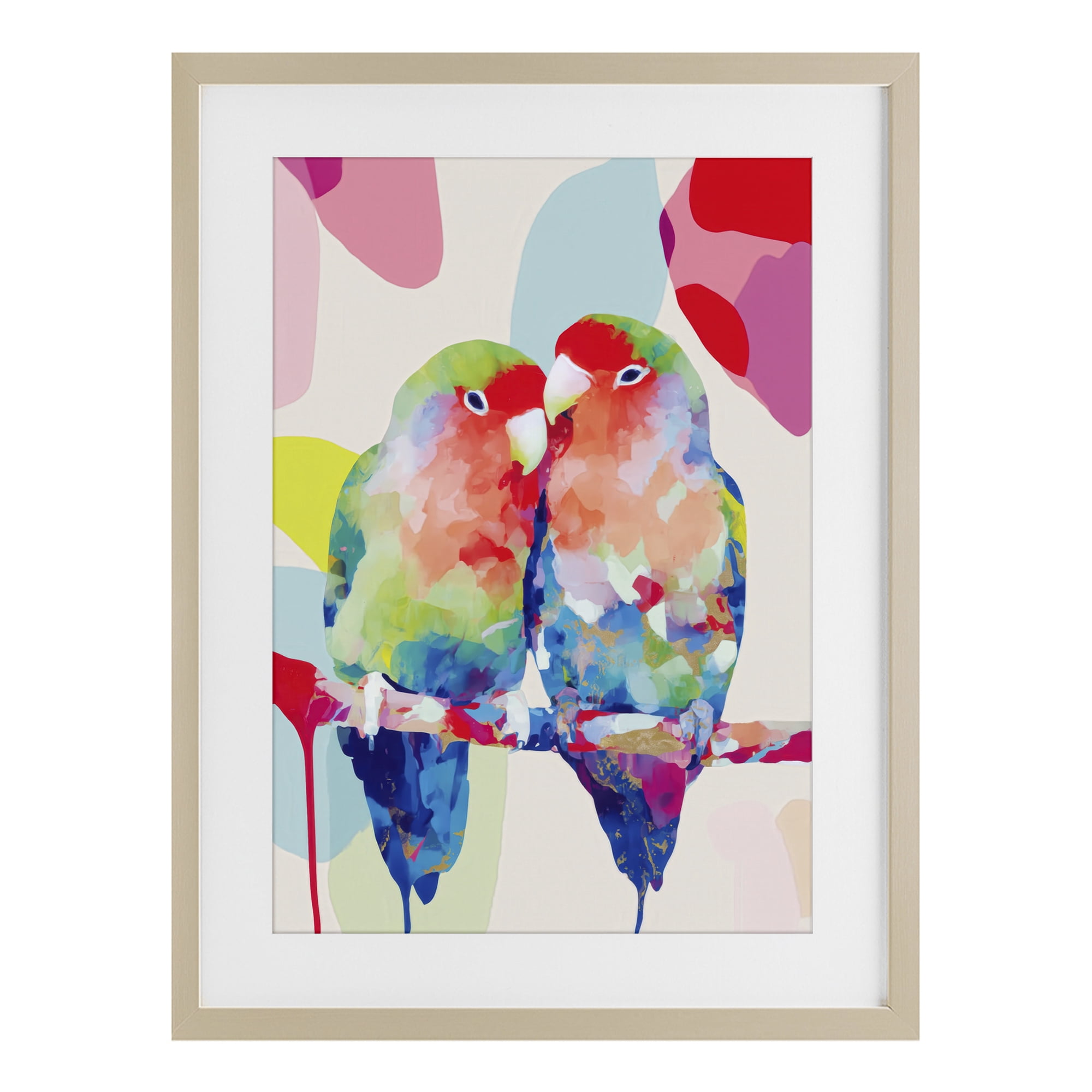 Stupell Industries Lovebirds on a Branch Birch Framed Print Under Glass, design by Chromatic Storm Studio