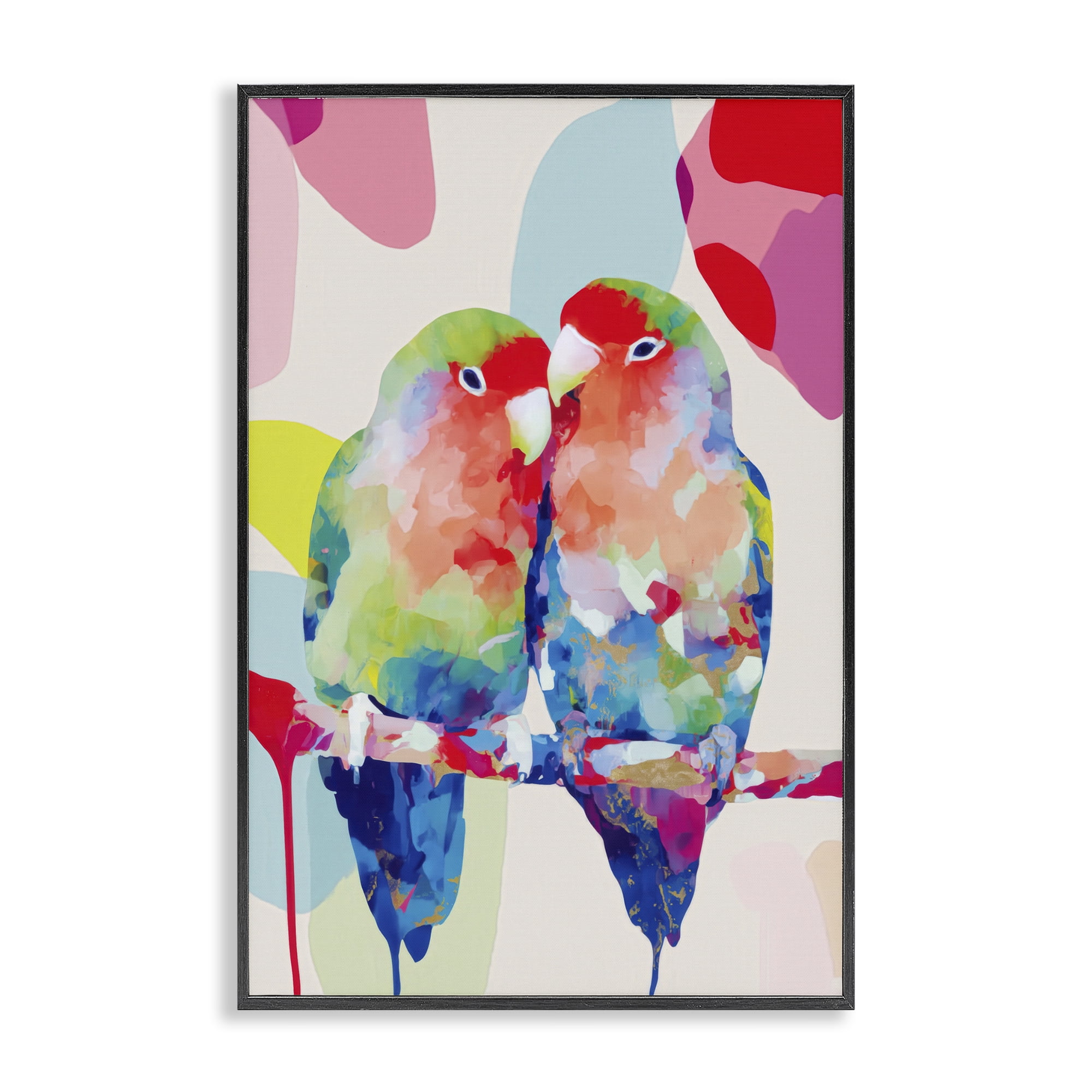 Stupell Industries Lovebirds on a Branch Black Framed Giclee Art, design by Chromatic Storm Studio