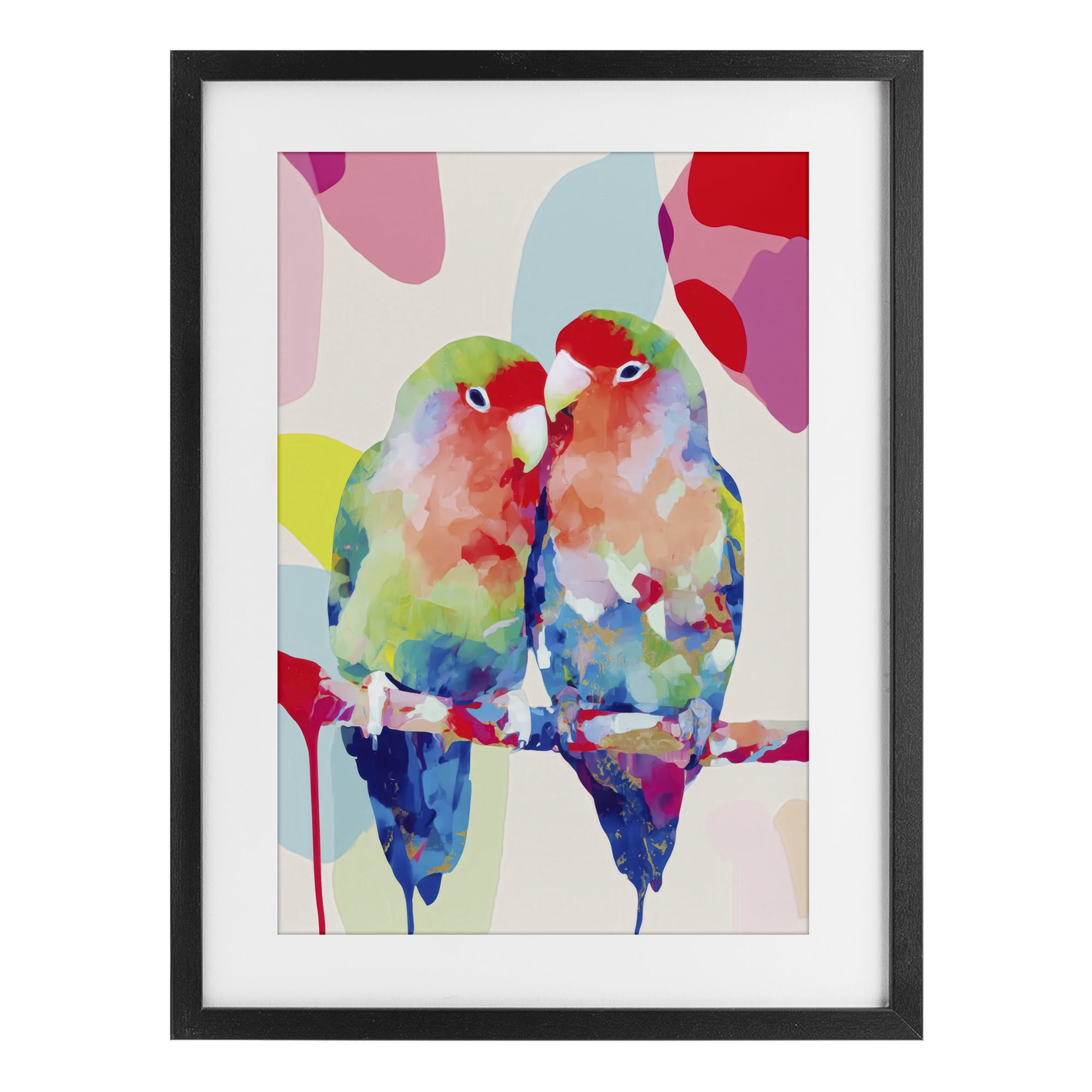Stupell Industries Lovebirds on a Branch Black Framed Print Under Glass, design by Chromatic Storm Studio