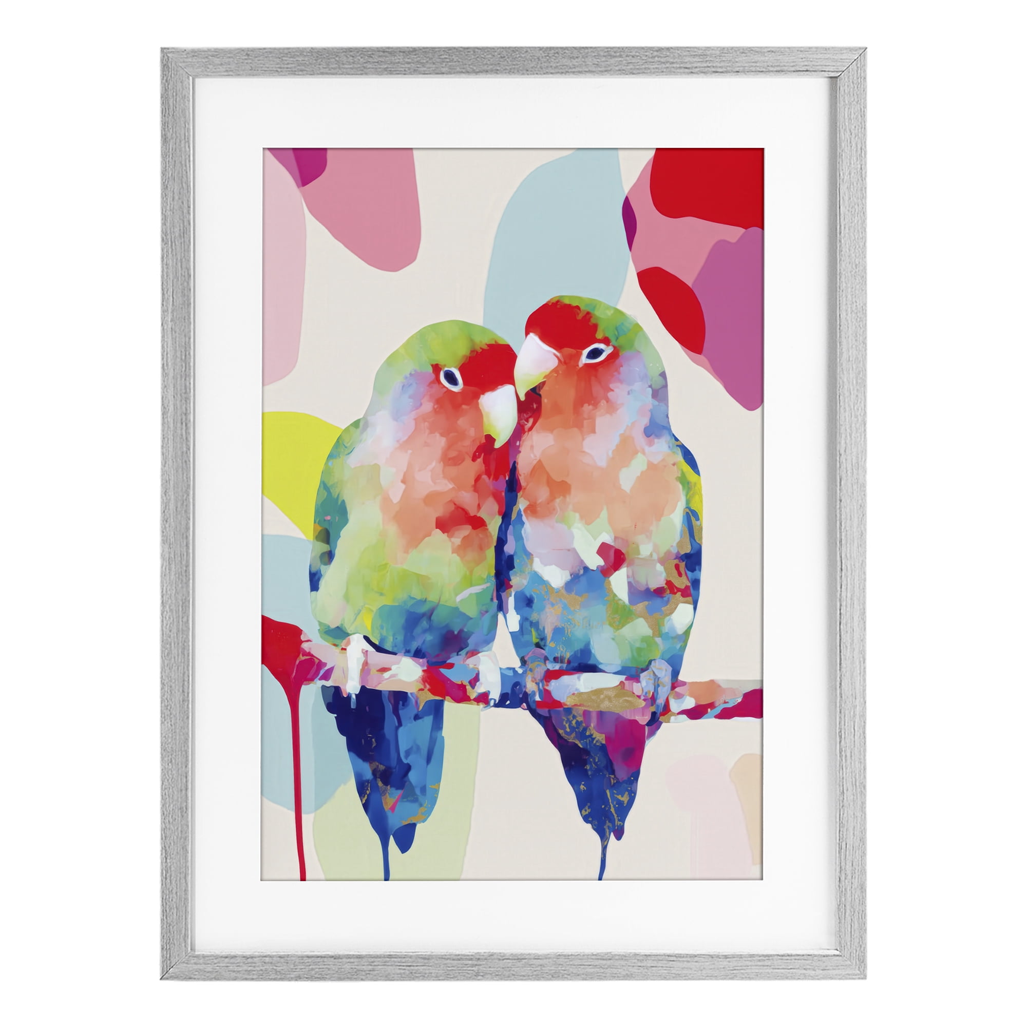 Stupell Industries Lovebirds on a Branch Gray Framed Print Under Glass, design by Chromatic Storm Studio