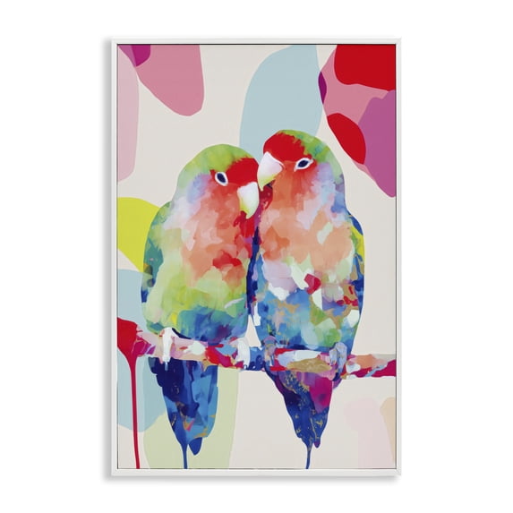 Stupell Industries Tropical Lovebirds on a Branch White Framed Giclee Art, 16 x 24, by Chromatic Storm Studio