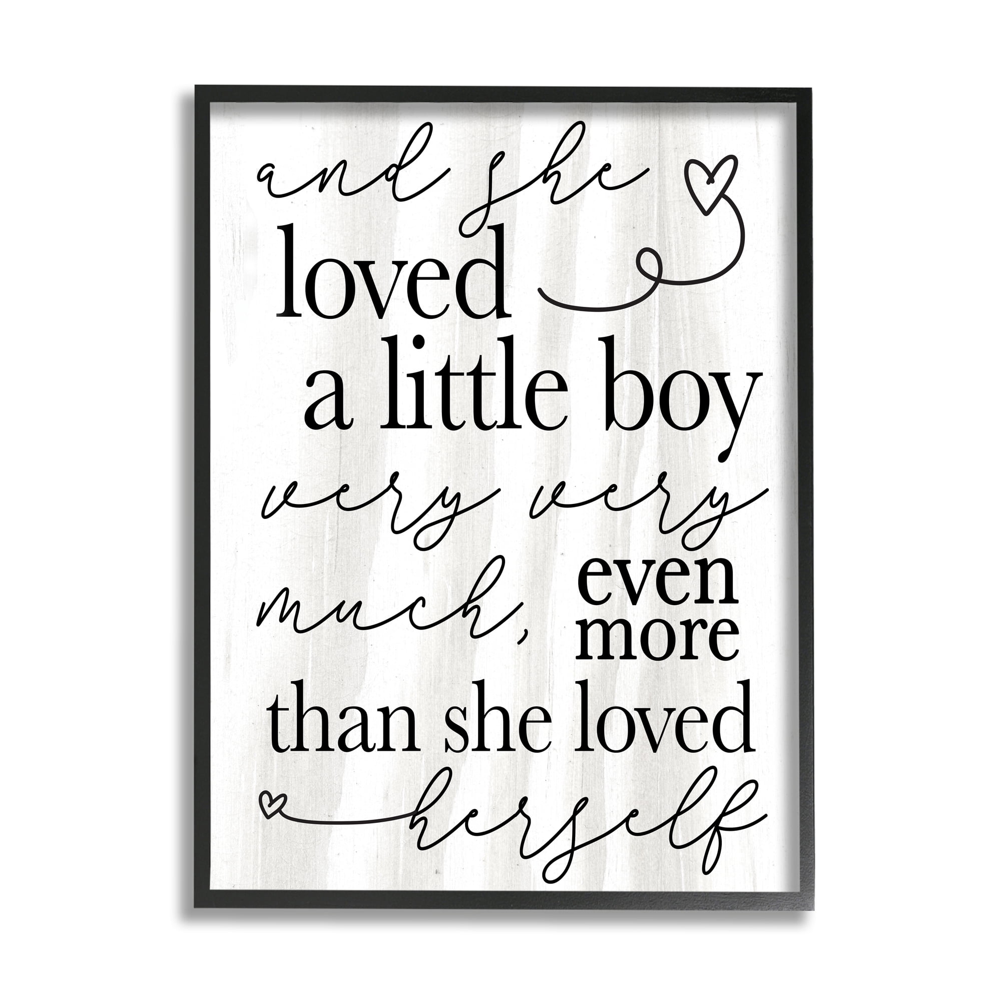 Stupell Industries Loved A Little Boy Phrase Family Home Sentiments Inspirational Painting Black Framed Art Print Wall Art, 11 x 14